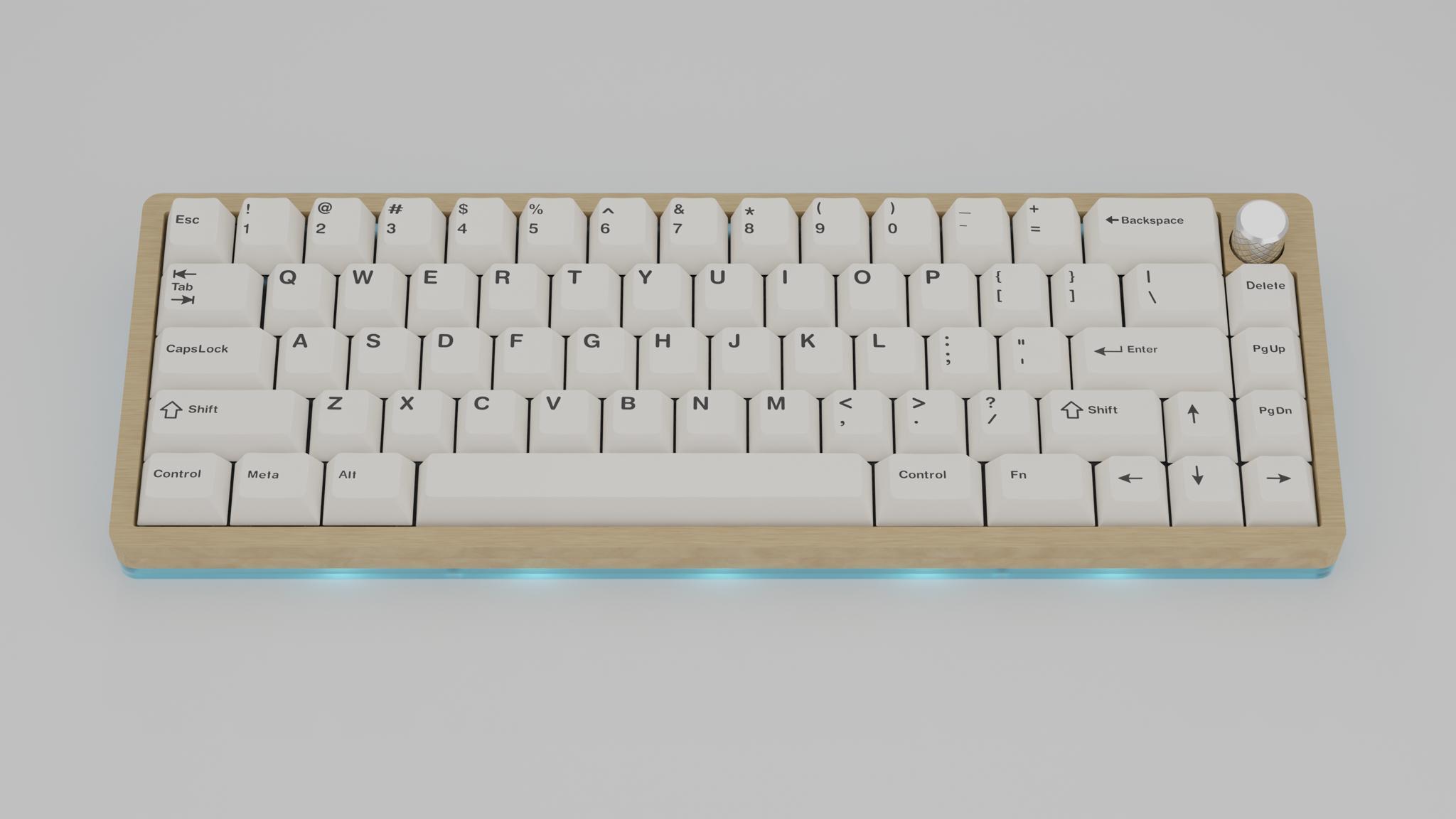 Gentleman 65 (IC) - Keyboard interest check cover image featuring Gentleman 65, frosted acrylic, wood keyboard, rotary encoder, RGB LEDs, hot-swap, soldered PCB, limited edition, bamboo, walnut