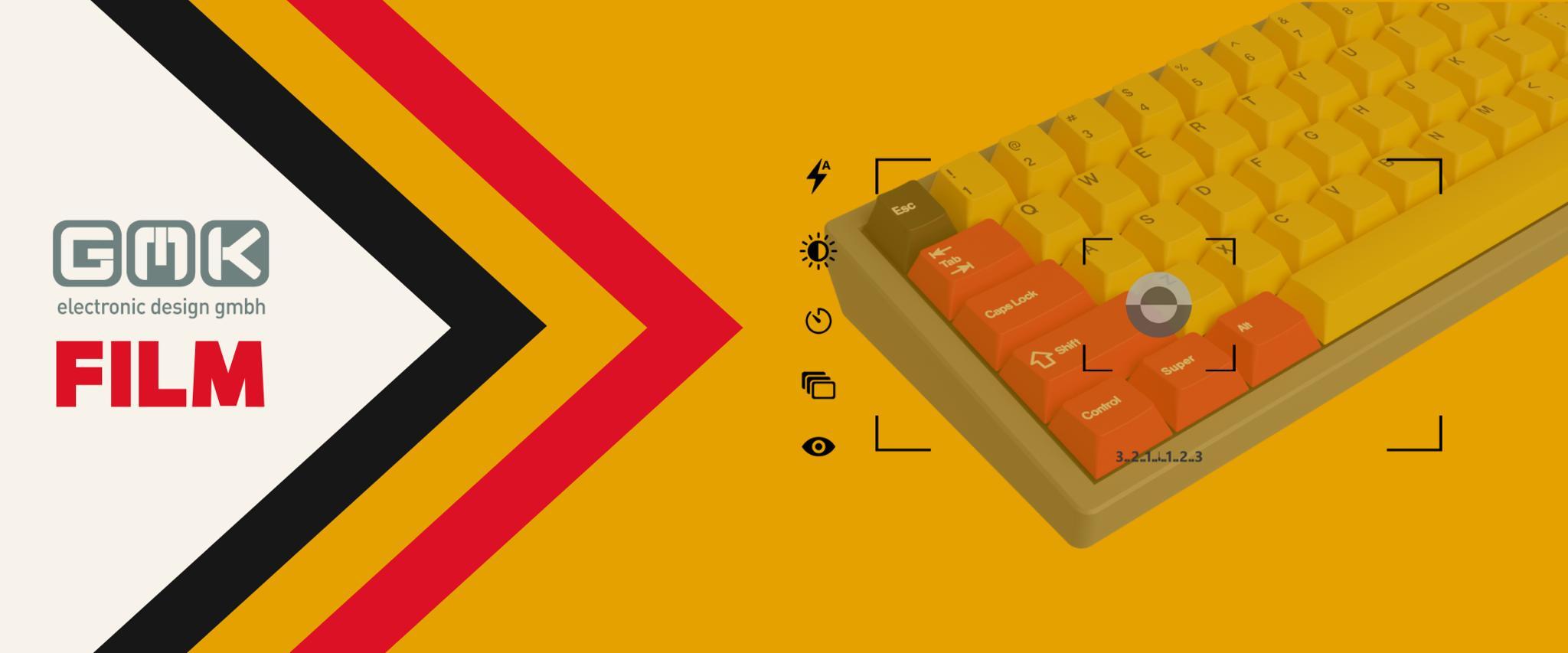GMK Film (IC) - Keycap interest check cover image featuring GMK Film, keycap set, Kodak film, keyboard, deskmat, Cherry R1, MX Stem, keyboard community, custom keycap