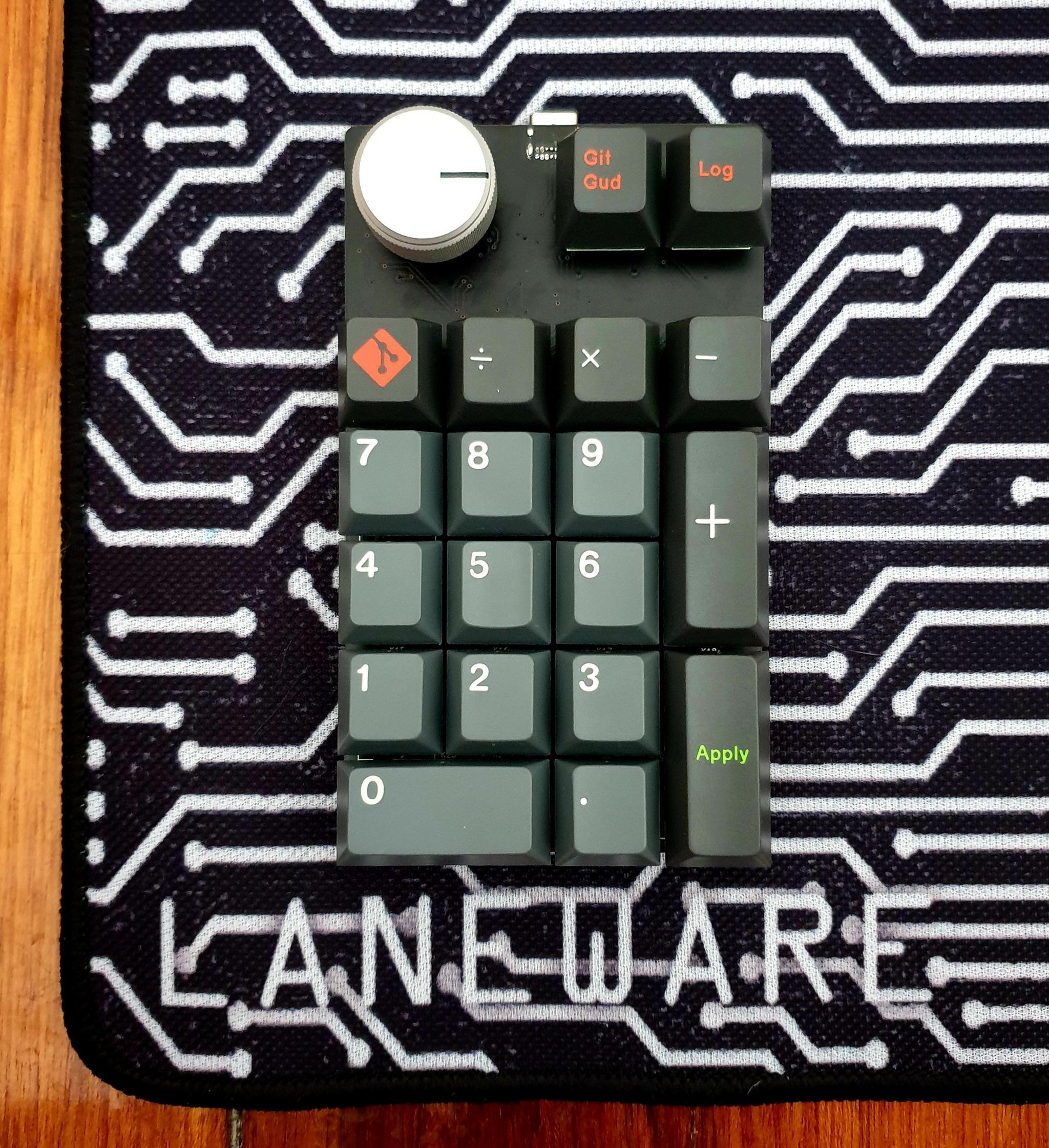 MACRO-1 (IC) - Keyboard interest check cover image featuring MACRO-1, Laneware Peripherals, numpad, keyboard, PCB, QMK, VIA, rotary encoder, aluminum, hotswap