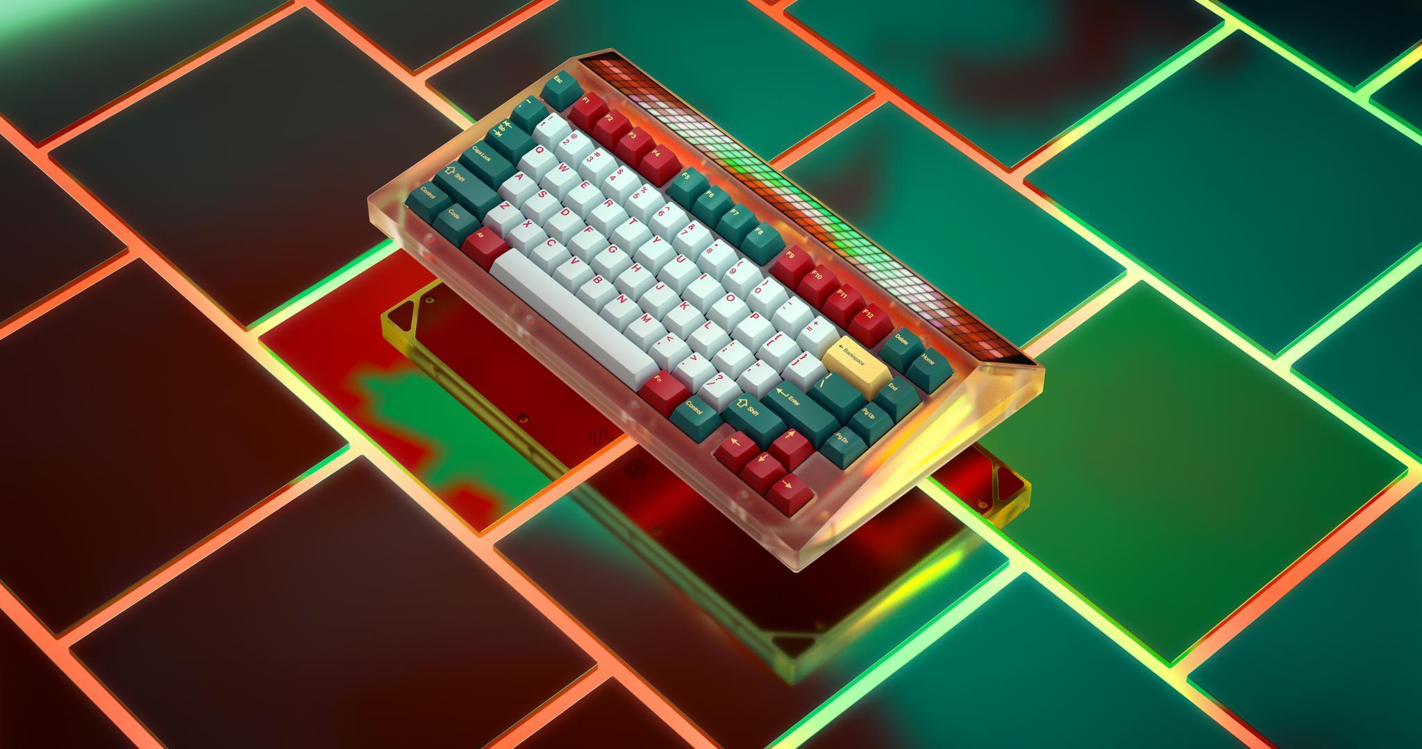 CYBERBOARD XMAS SPECIAL - Uncategorized group buy cover image featuring Cyberboard, Xmas special, CB special GB, keyboard, group buy, wireless charging, RGB LEDs, hot-swap PCB, ANSI layout, Cherry profile, Frosty White, Black, Dancing Cat keycap set