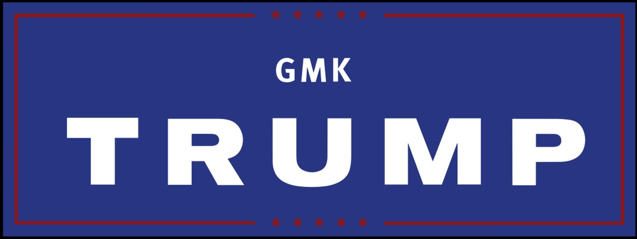 GMK TRUMP (IC) - Keycap interest check cover image featuring GMK Trump, keycap set, Donald J Trump, keyboard, stock GMK colors