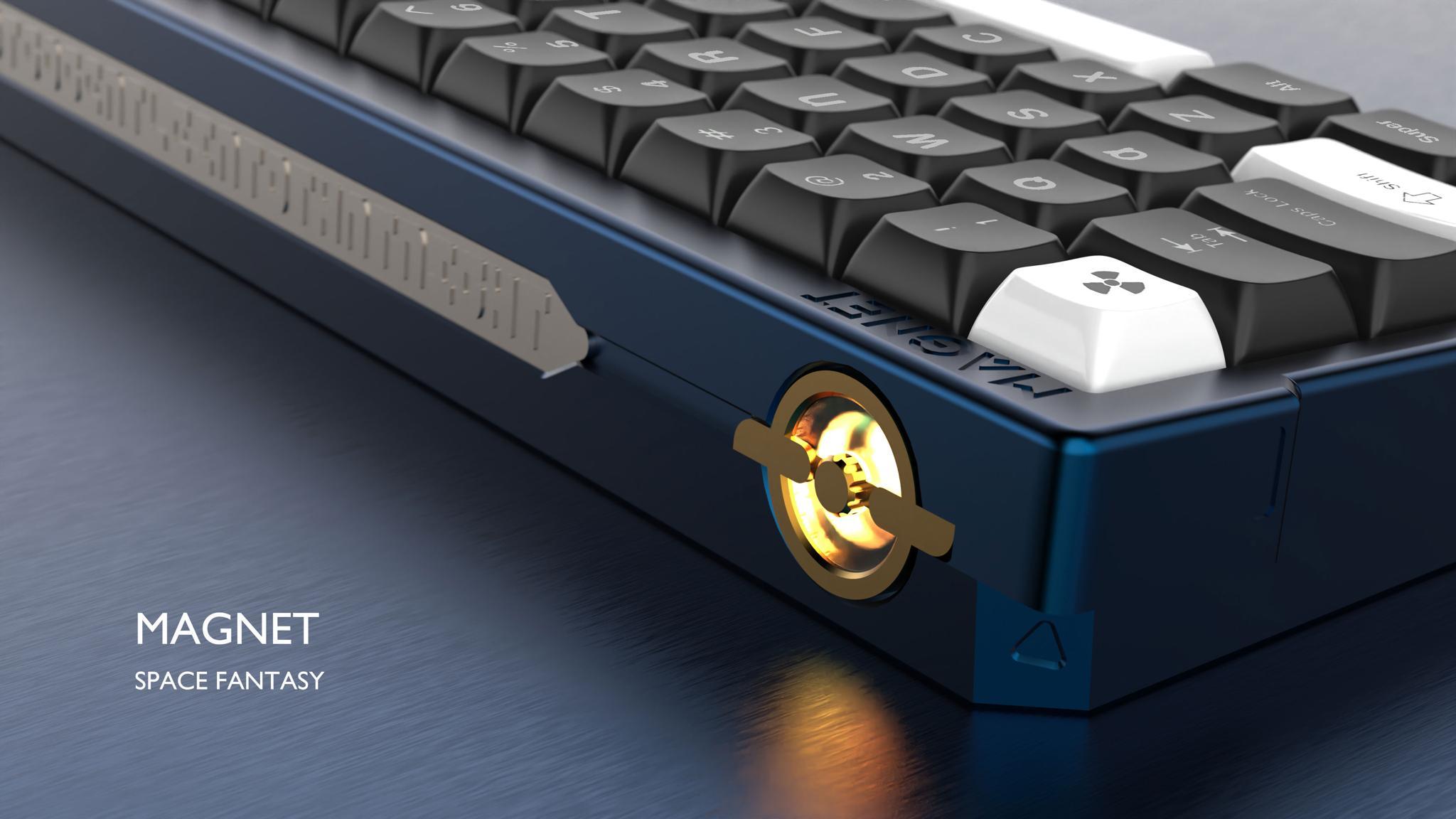 Magnet - 65% Keyboard (IC) - Keyboard interest check cover image featuring Magnet keyboard, 65% layout, Gasket Mount, Bluetooth, redesign, Mars Magnet, volcano indicator, anodic aluminum, USB-C, wireless