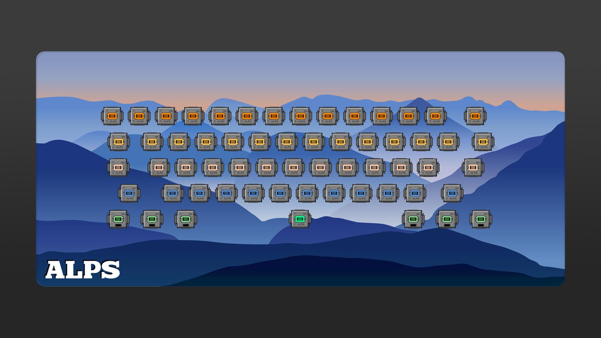 Alps Sunrise Deskmat (IC) - Deskmats & Accessories interest check cover image featuring Alps Sunrise Deskmat, Alps switches, deskmat features, sample photo album, interest check, pricing, shipping, quality material, keebmeup