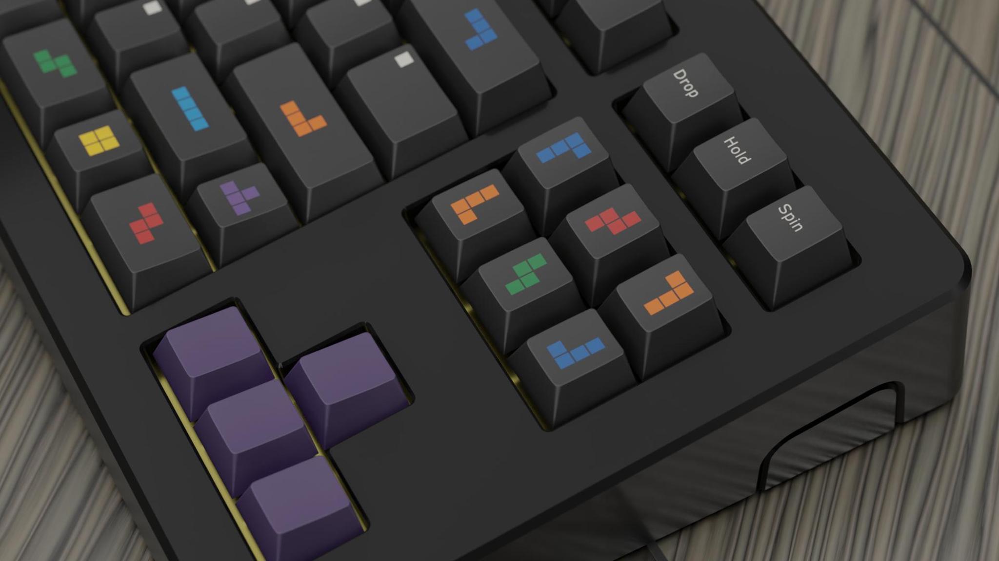 PBT Blocks (IC) - Keycap interest check cover image featuring PBT Blocks, GMK, Tetrominoes, keyboard design, KAT Great Wave, pixelart, deskmat, keycap set, retro gaming, collaboration, vendor pricing, group buy