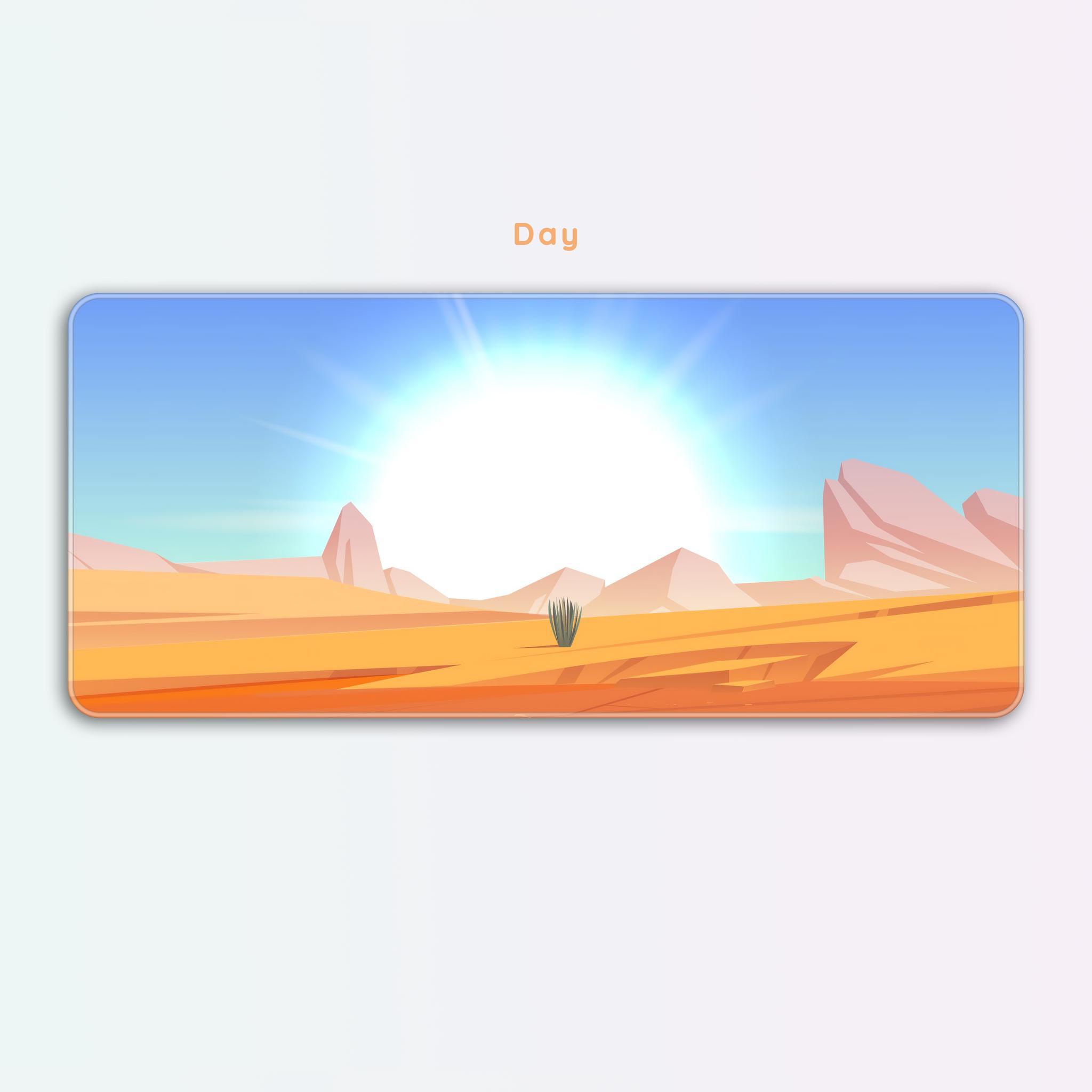 Day and Night Collection - Desert (IC) - Deskmats & Accessories interest check cover image featuring Day and Night Collection, deskmat, Geekhack, reddit, renders, Ivanh, Right PC, Discord, group buy, design, aesthetic