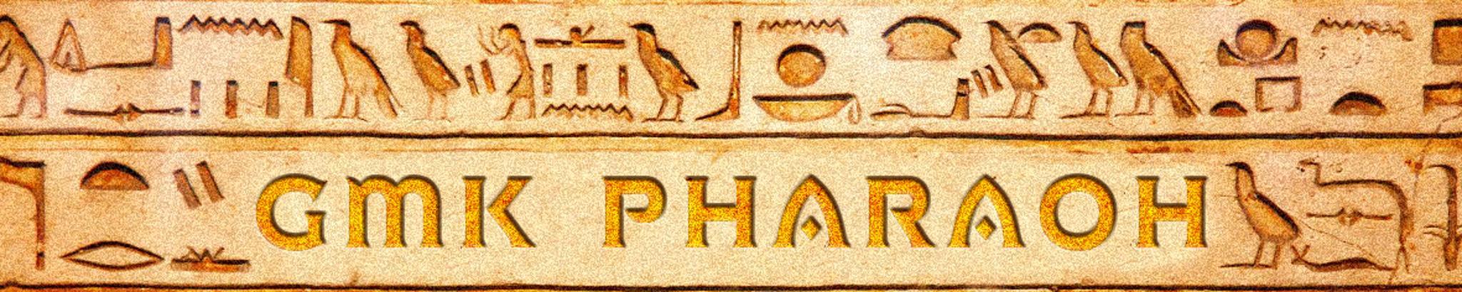 GMK Pharaoh (IC) - Keycap interest check cover image featuring GMK Pharaoh, keycap set, ancient Egypt, hieroglyphics, keyboard, Giza, pyramids, Kemet, base kit, yellow gold, black color, group buy