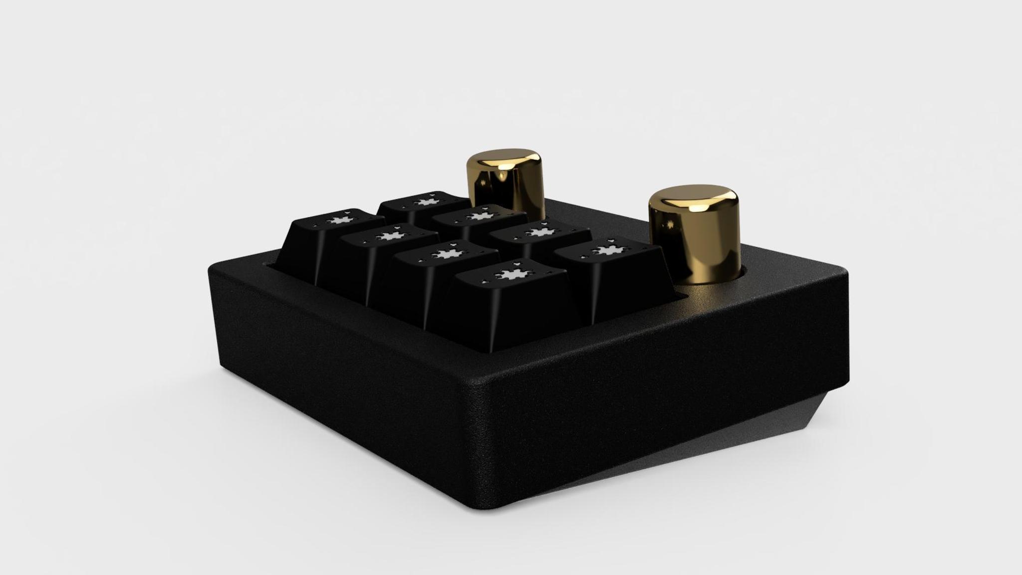 Octopad+ (IC) - Keyboard interest check cover image featuring Octopad+, upgraded version, anodized aluminum, chrome plated knobs, hotswappable PCB, rotary encoder, VIA, QMK, groupbuy, Philippines
