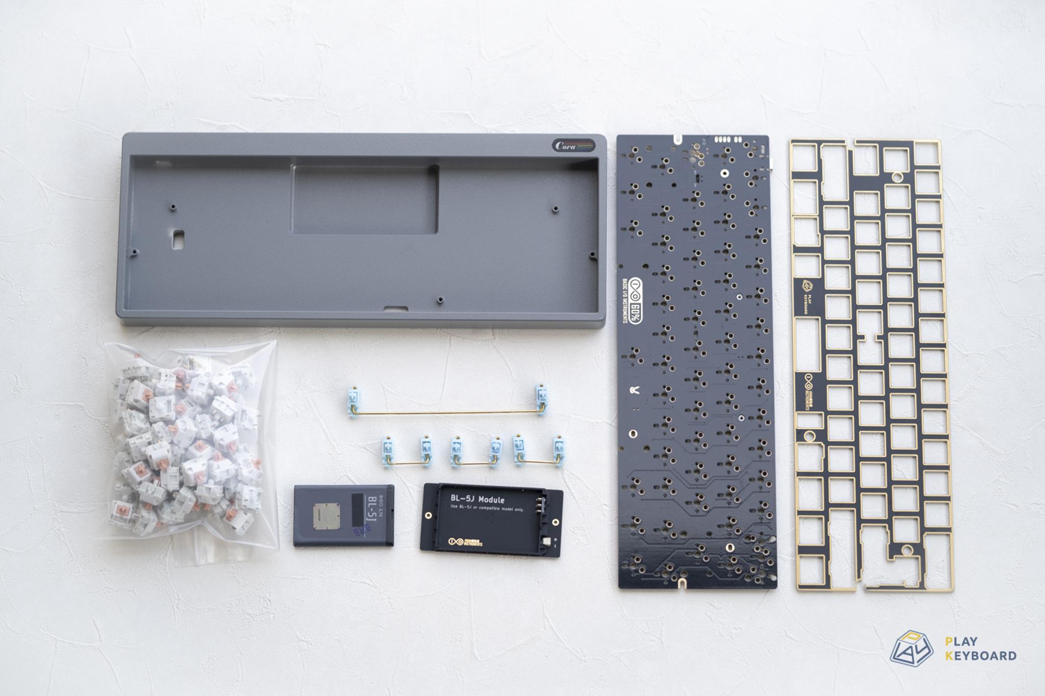 BIOI G60BLE Rev2 PCB & Cora 60% Case - Keyboard group buy cover image featuring BIOI G60BLE, PCB, Cora 60%, bluetooth, QMK firmware, VIA compatible, groupbuy, hotswap, electrostatic protection, battery module, aluminum case