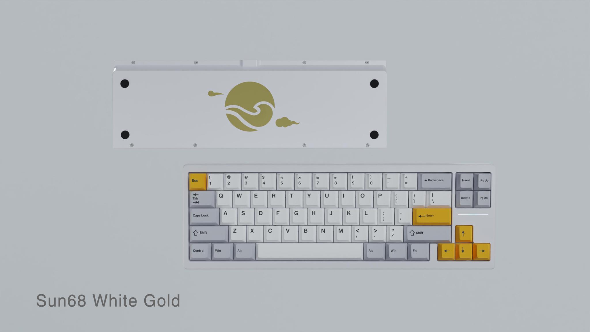 Sun68 Alu Gasket Mount (IC) - Keyboard interest check cover image featuring Sun68, gasket mount, keyboard kit, typing angle, QMK, VIA, hotswap PCB, brass weight, alu weight, poron dampening, compact keyboard