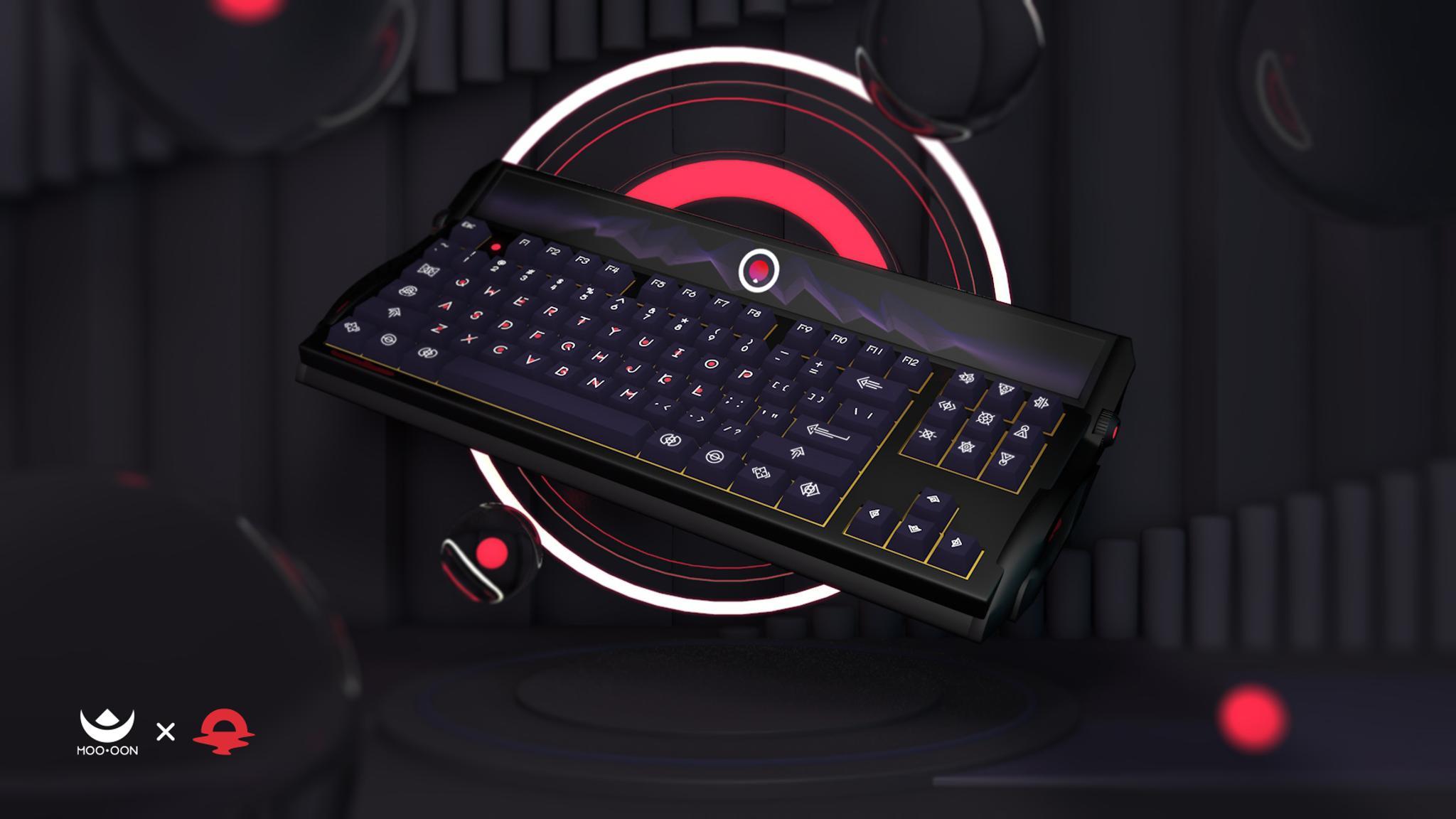 MOO·OON Keycaps Yang·Daytime (IC) - Keycap interest check cover image featuring MOO·OON Studio, keycaps, Yang Daytime, Vaporwave, sun design, cyberpunk 2077, Night City, font design, color scheme, retro style, novelty inspiration