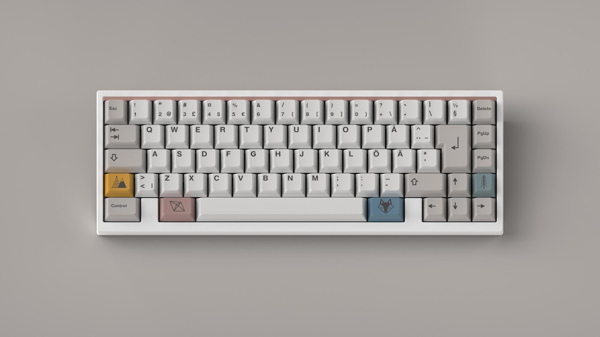 ePBT Scandi (IC) - Keycap interest check cover image featuring ePBT Scandi, Cherry profile, PBT material, dye-sublimated, Dalecarlian Runes, keyboard layouts, Norwegian, Danish, Swedish, Finnish, German, Icelandic, French AZERTY, Spanish, Portuguese, Dvorak, Colemak, Geekhack