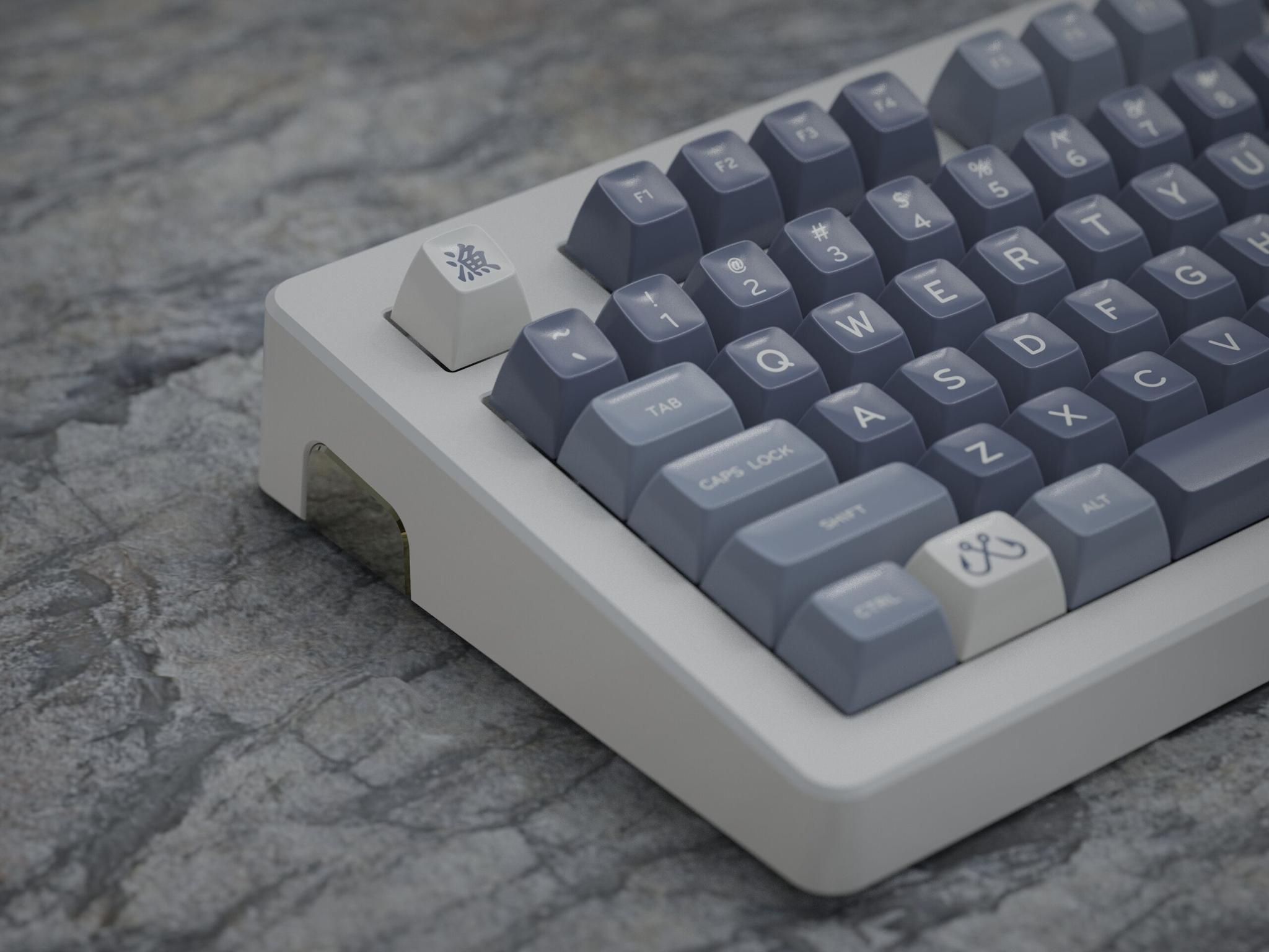 MG Fishing (IC) - Keycap interest check cover image featuring MG Fishing, RendersRAMA, U80, CA66, MOJO60, MelGeek, Rifen, KeyCaps, Doubleshot ABS, MG profile