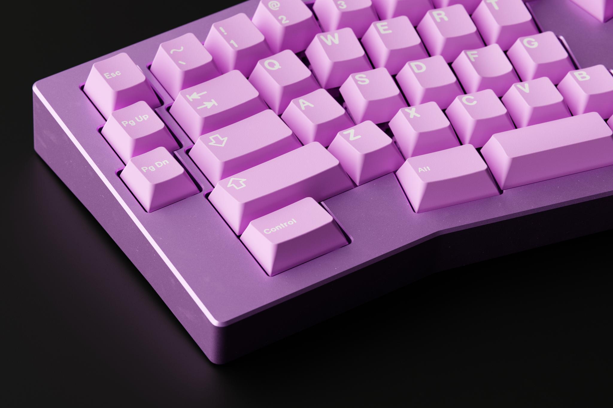 GMK Lilac (IC) - Keycap interest check cover image featuring GMK Lilac, keyset, colorway, wildflowers, foxgloves, violets, renders, keyboard project