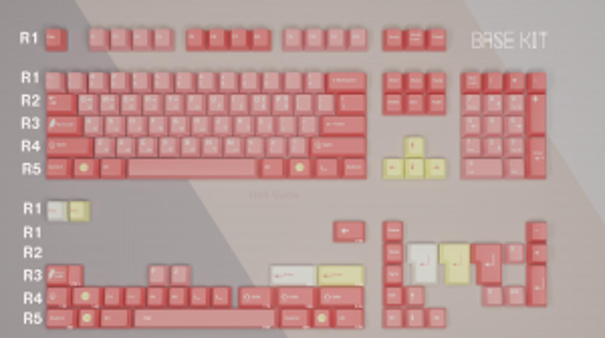 Summer Sunset (IC) - Keycap interest check cover image featuring keycaps, Cherry profile, ABS plastic, Hangul sub-legends, GMK, RAL color matching, manufacturing, kitting, deskmat