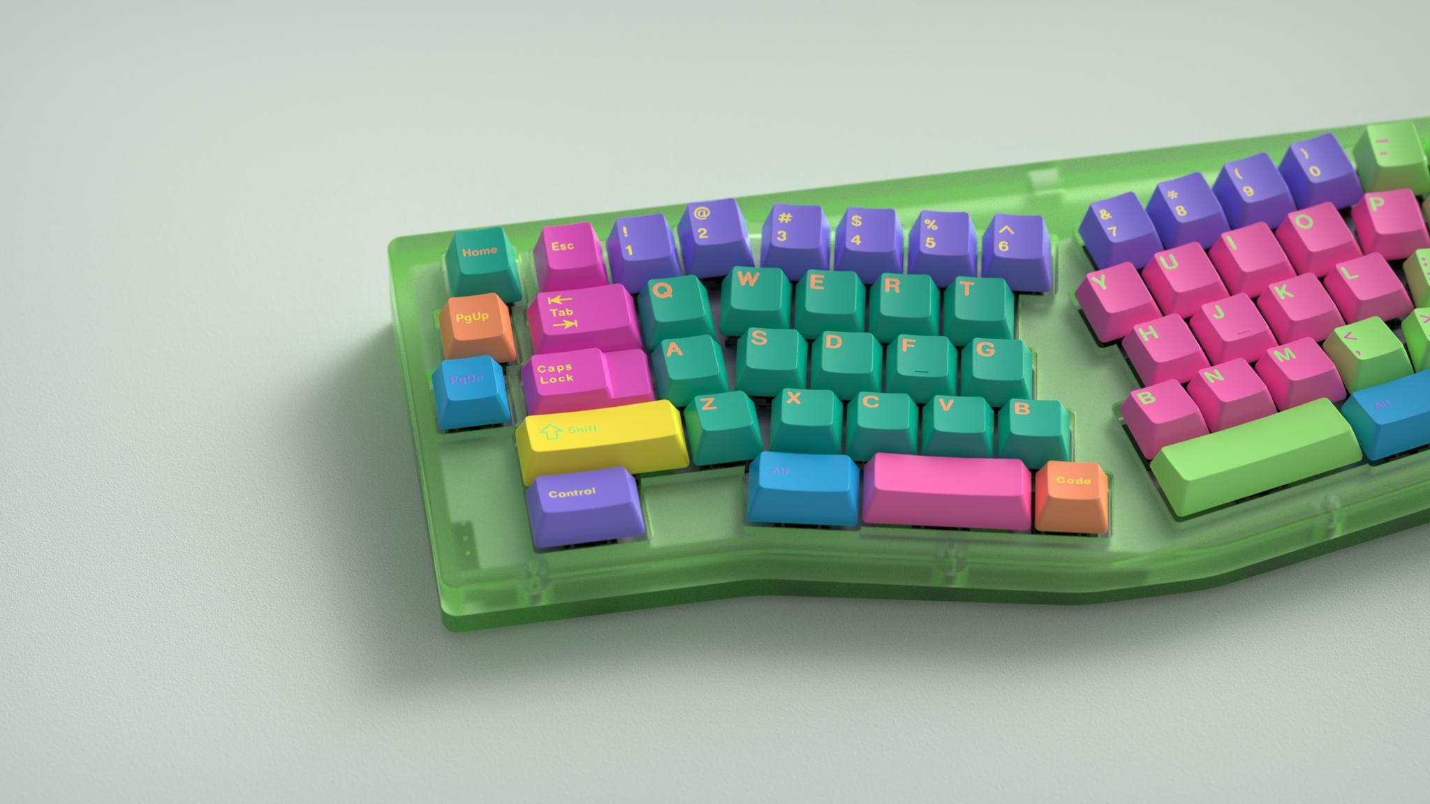 DCS Windbreaker (IC) - Keycap interest check cover image featuring DCS Windbreaker, GMK Windbreaker, keyset, group buy, keyboard, custom colors, cherry-style legends, Pantone chips, vendors, neon windbreakers