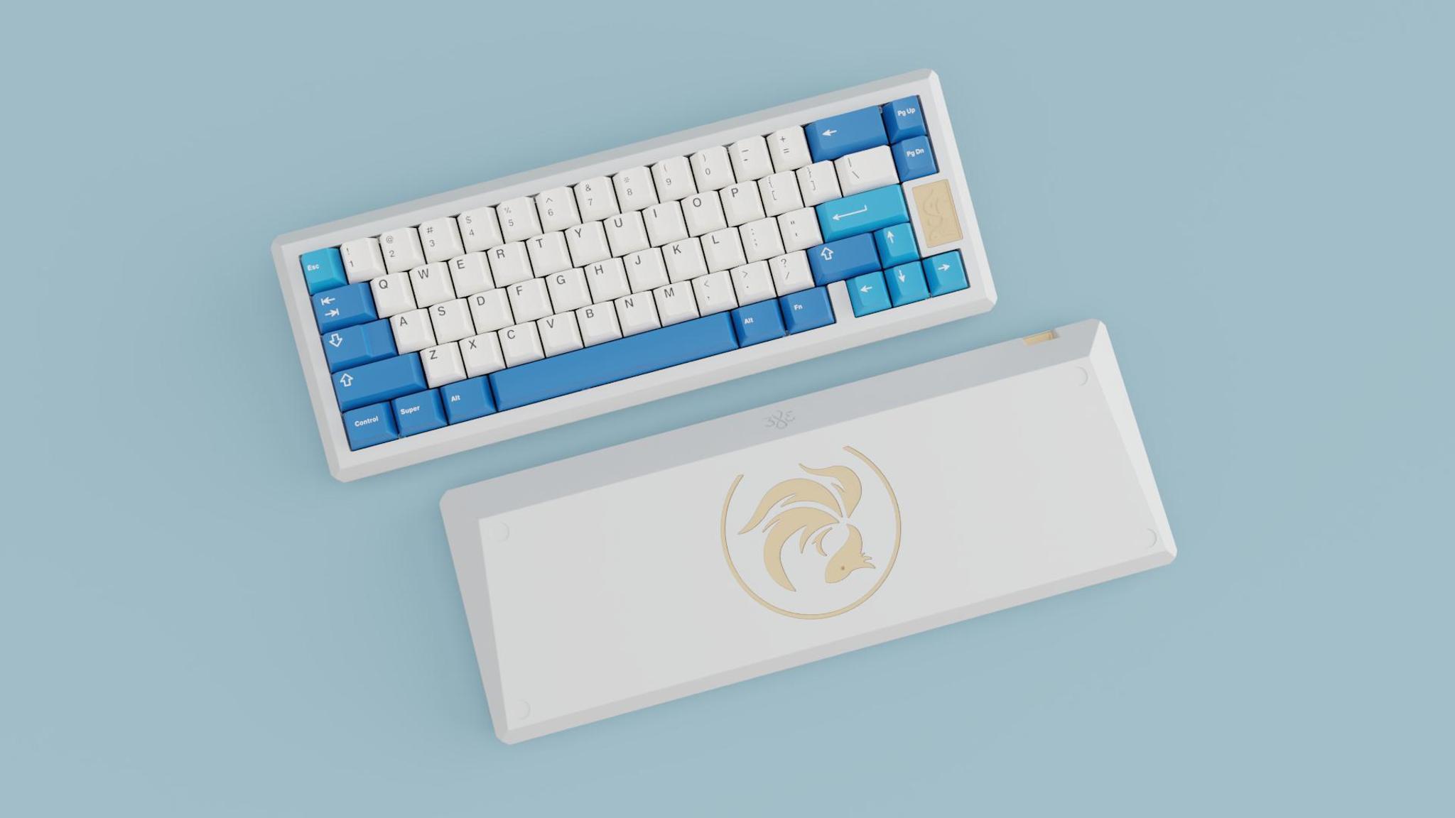 Whi65 R2 (IC) - Keyboard interest check cover image featuring Whi65, keyboard, gasket mount, 383 Boards, product design, engineering, Betta fish inspiration, Toronto Raptors, prototype, interest check