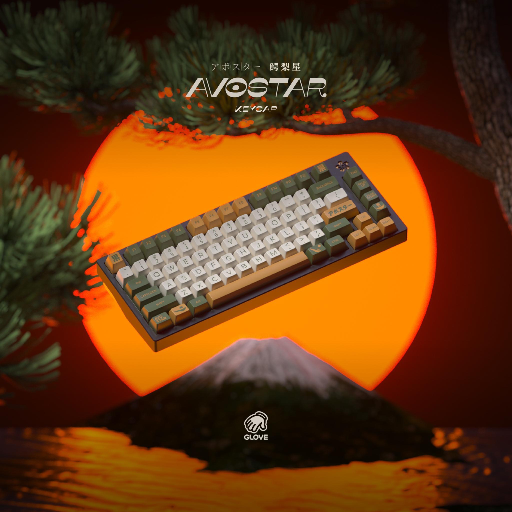 SA Avostar (IC) - Keycap interest check cover image featuring SA Avostar, keycap, summer 2021, avocado inspiration, Domikey, SA profile, MX-style stem, ABS doubleshot legends