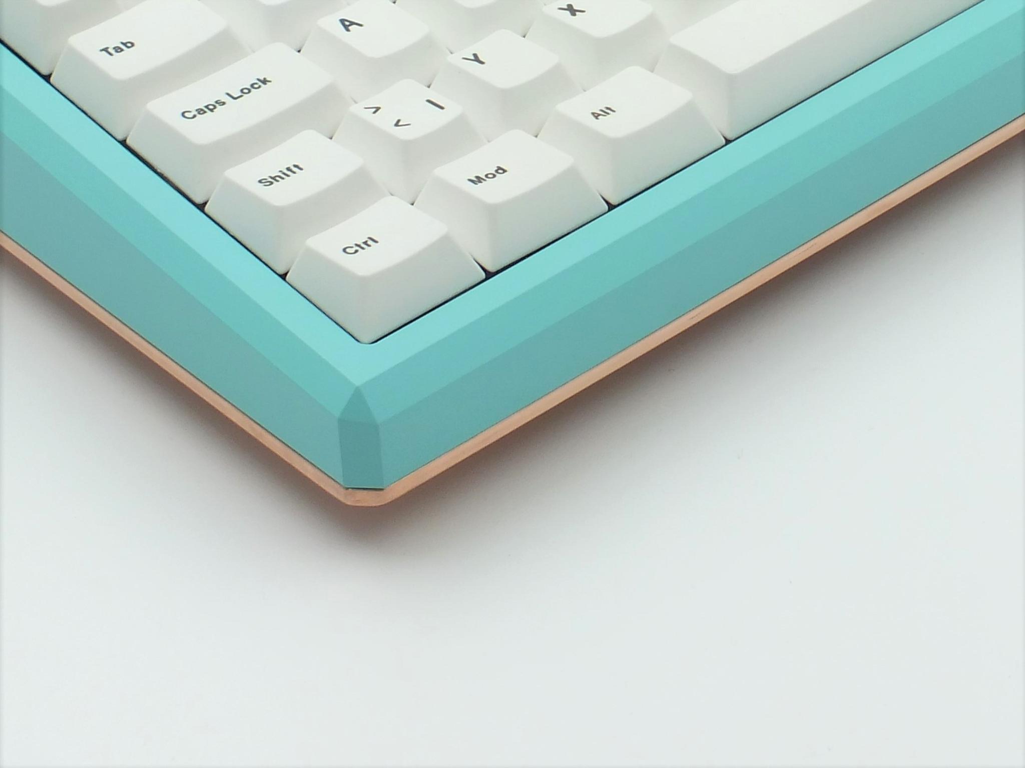MiCo60 - mint-copper (IC) - Keyboard interest check cover image featuring MiCo60, keyboard, mint, copper, custom, Germany, Cerakote, community, gasket-mount, DIY, ISO, ANSI, layout, EU, Teleport, interest check