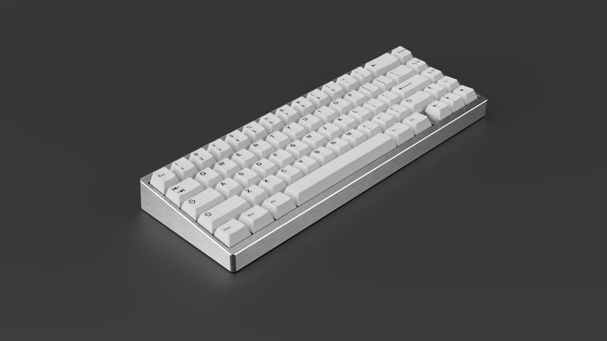 NEO Element G67 (IC) - Keyboard interest check cover image featuring NEO Keys, Element G67, mechanical keyboard, custom keyboard, gasket mounted, minimalist design, seamless case, aluminum, brass, stainless steel, Cerakote coating, compact keyboard, QMK, VIA support