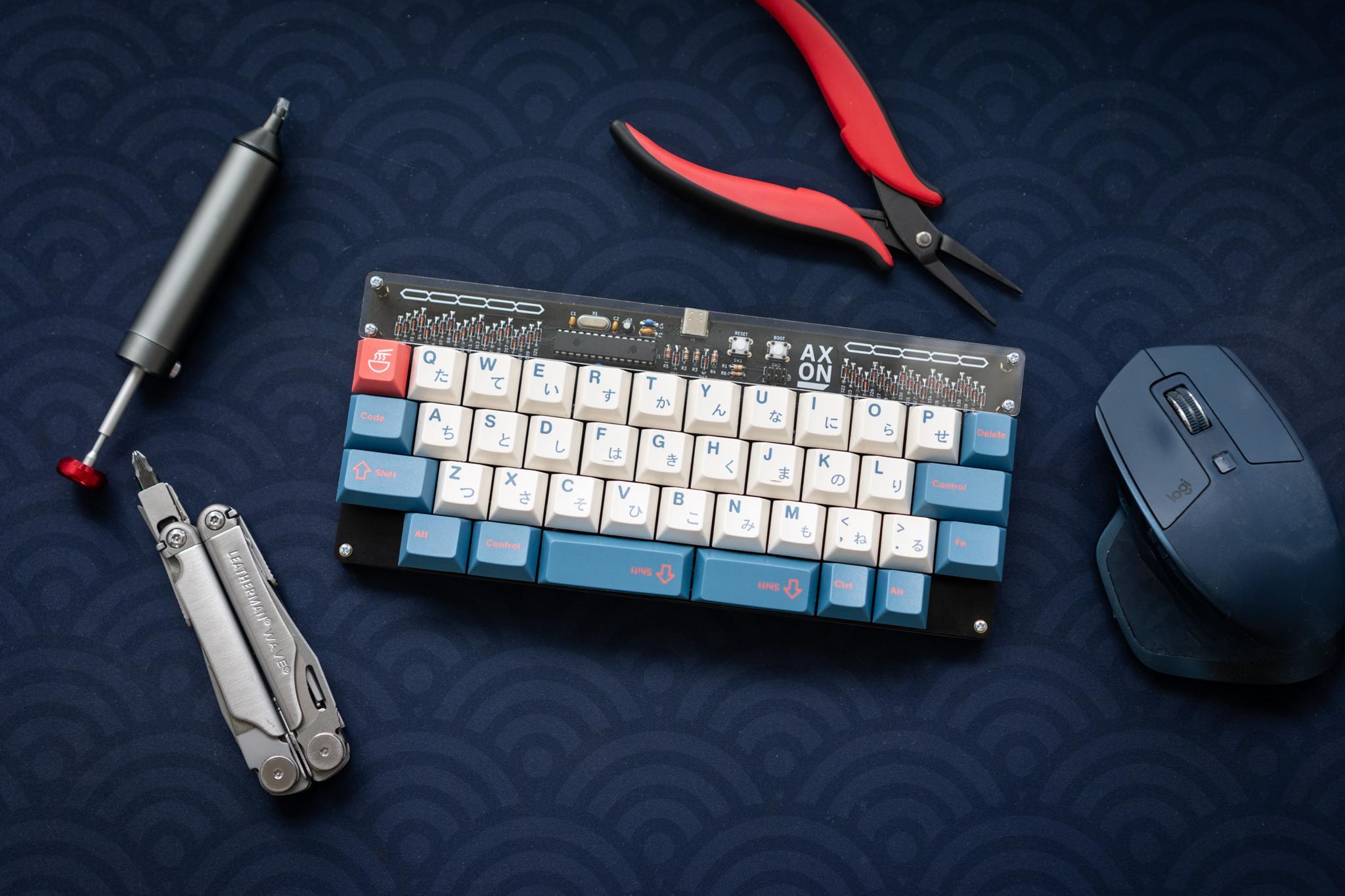 Axon 40% Keyboard Kit (IC) - Keyboard interest check cover image featuring Axon keyboard, 40% keyboard, group buy, through-hole components, QMK compatible, DIY keyboard, mechanical keyboard, open hardware, PCB kit
