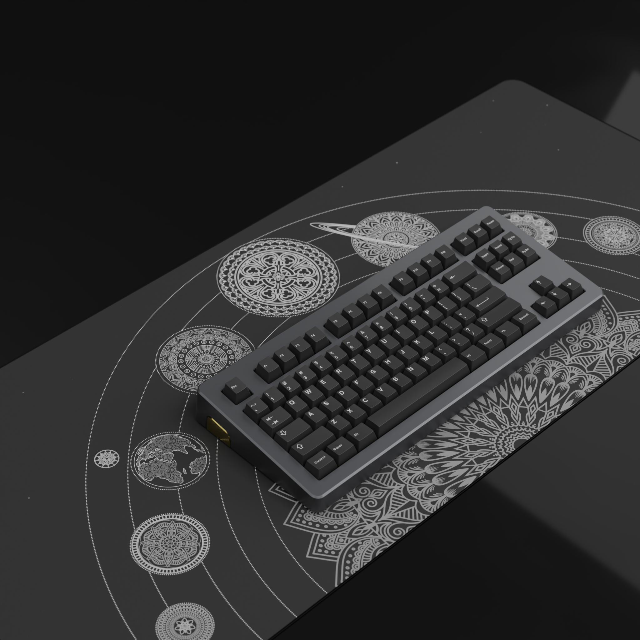 The Sol Deskmat (IC) - Deskmats & Accessories interest check cover image featuring Sol, deskmat, solar system, mandalas, space, heliocentric, prototypes, colorways, vendors, groupbuy
