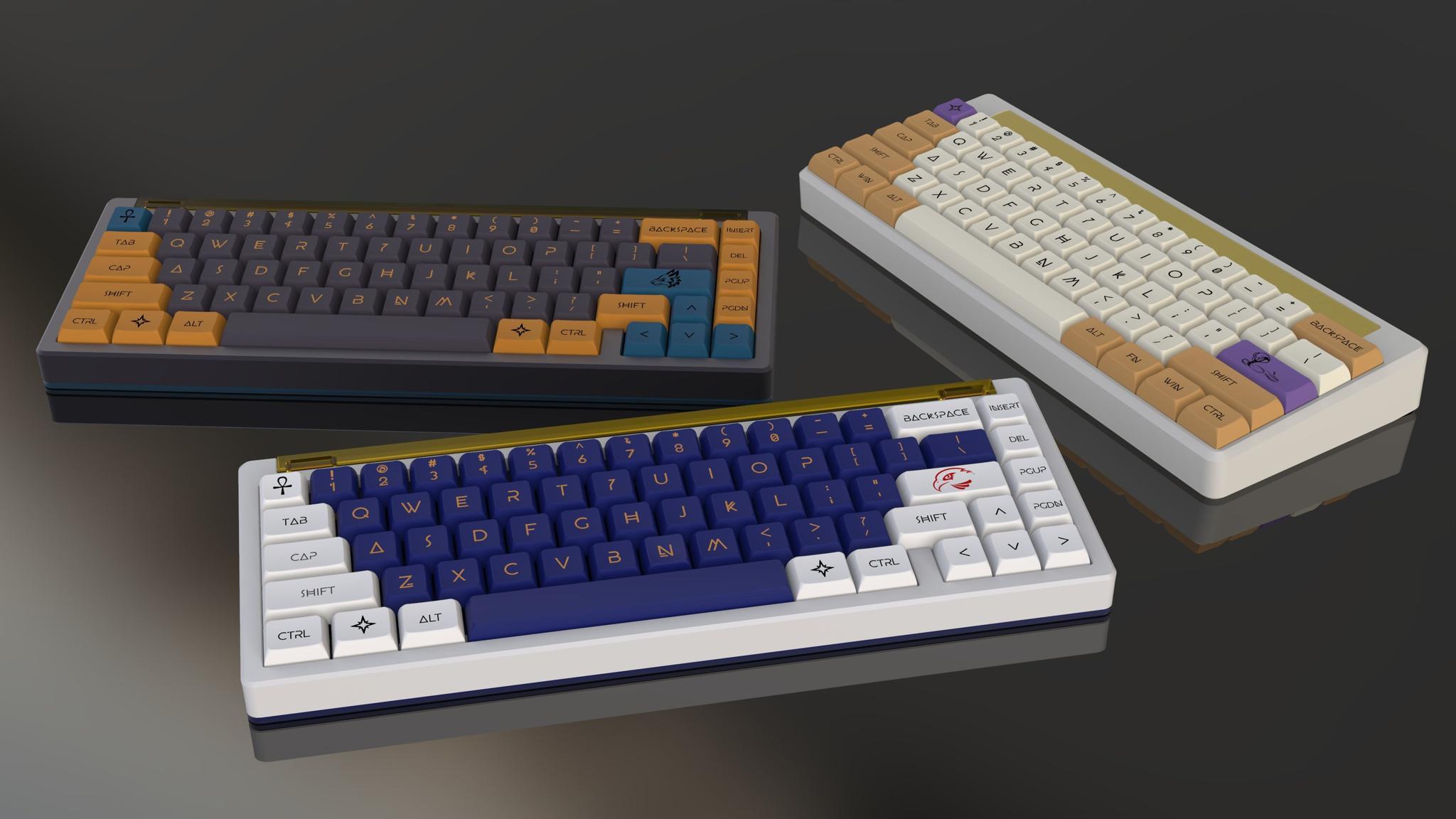 Geekark Deity Series - Egypt (IC) - Keycap interest check cover image featuring Geekark, Deity Series, Egypt, Kivision Studio, keycap set, Ancient Egyptian elements, Horus, XDA, Cherry, colorways, Geekark manufacturer, MX compatible, keycap profile, collaborative design