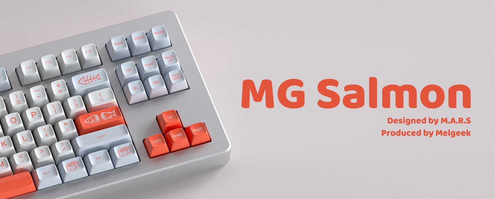 MG Salmon Keycaps (GB) - Uncategorized group buy cover image featuring keycaps, MG Salmon, group buy, Mars, Melgeek, MG profile, doubleshot ABS