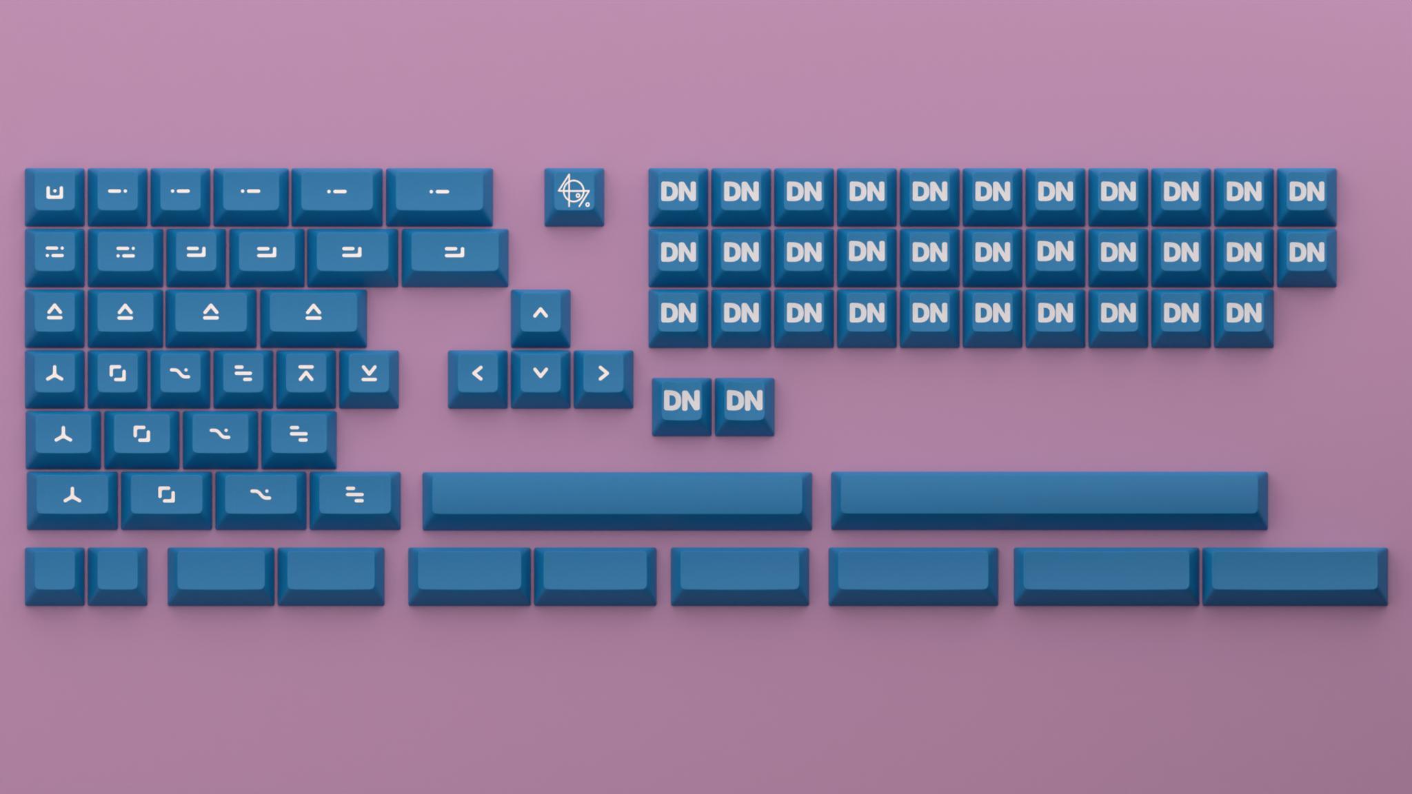 DSA DN (IC) - Keycap interest check cover image featuring DSA DN, keyset, 40% keyboard, trendsetter, group buy, doubleshot ABS, novelty key, Signature Plastics, Trashcon Icons