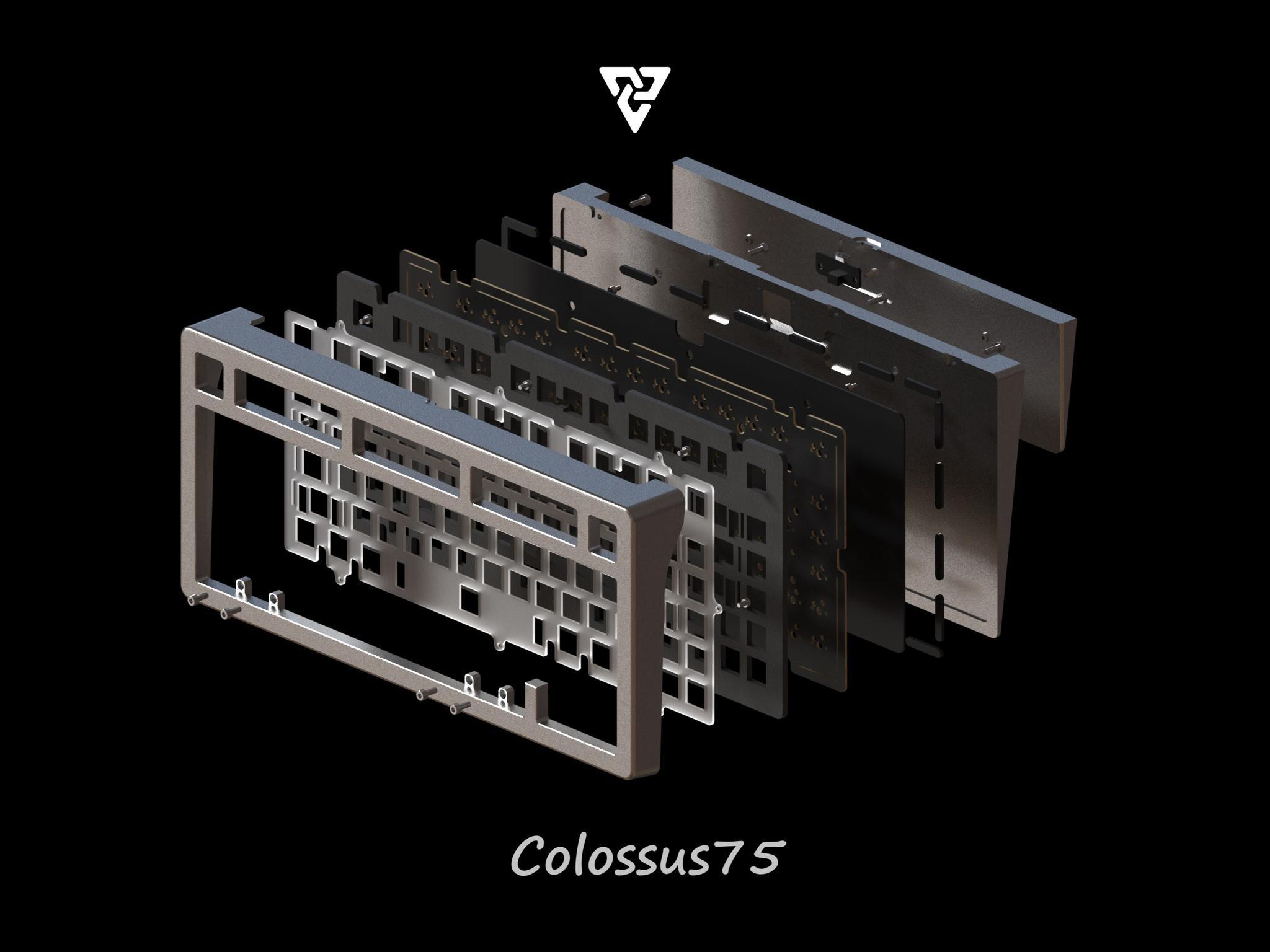 Colossus75 by DiMi Studio (IC) - Keyboard interest check cover image featuring Colossus75, Zhou75, custom keyboard, DiMi Studio, Glove Studio collaboration, 75% layout, top mount, gasket mount, RGB lighting, ELBoard, mechanical keyboard, Zhou, seamless design, VIA/QMK, typing angle