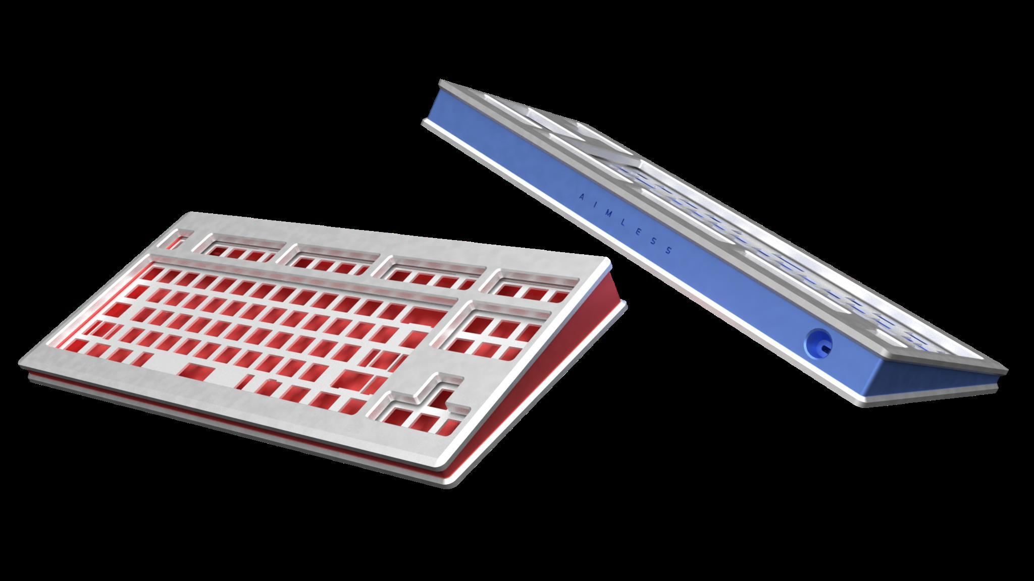 Aimless Computer Keyboard (IC) - Keyboard interest check cover image featuring Aimless Computer Keyboard, TKL layout, isolation gasket, anodized aluminium, custom PCB, USB-C, QMK, VIA, keyboard design