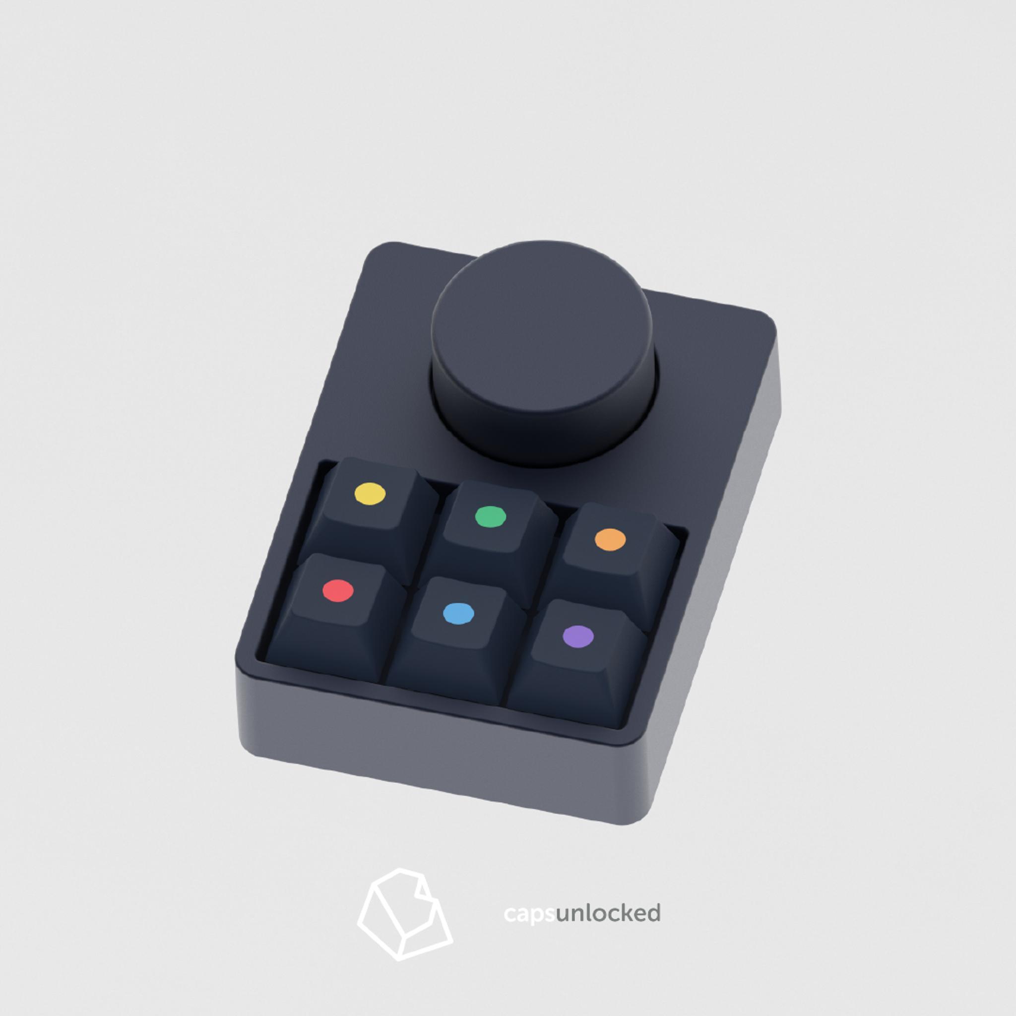 CU7 - Dots Edition (IC) - Keyboard interest check cover image featuring CU7, Dots Edition, Capsunlocked, biip, keycaps, aluminium case, dial, silicone feet, PCB, interest check, optional dials