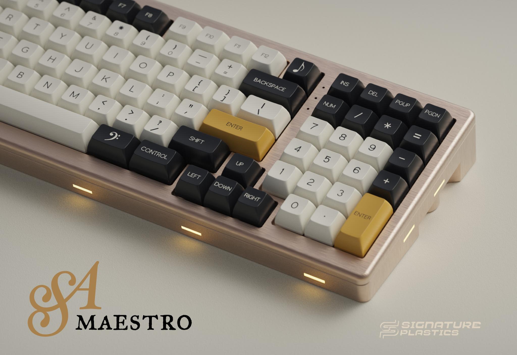 SP SA Maestro (IC) - Keycap interest check cover image featuring SP SA Maestro, keycap set, Signature Plastics, doubleshot ABS, keyboard, group buy, Vala Supply, Proto[Typist], MKEU, zFrontier, Monokei, SWAGKeys, SwitchKeys, Ashkeebs