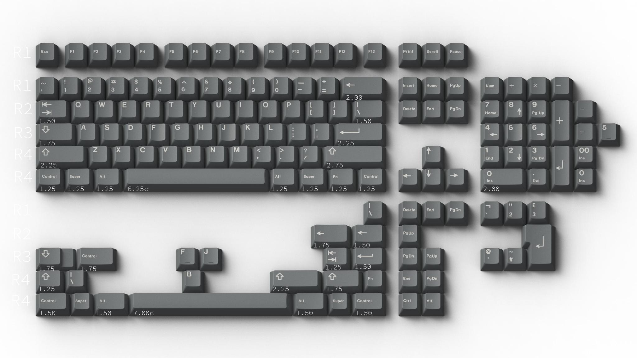 GMK White on Grey (IC) - Keycap interest check cover image featuring keyset, GMK, White on Grey, keyboard, IC, Renders by Bachoo, VengeurTKL, Foundation Alpha, TGR Alice