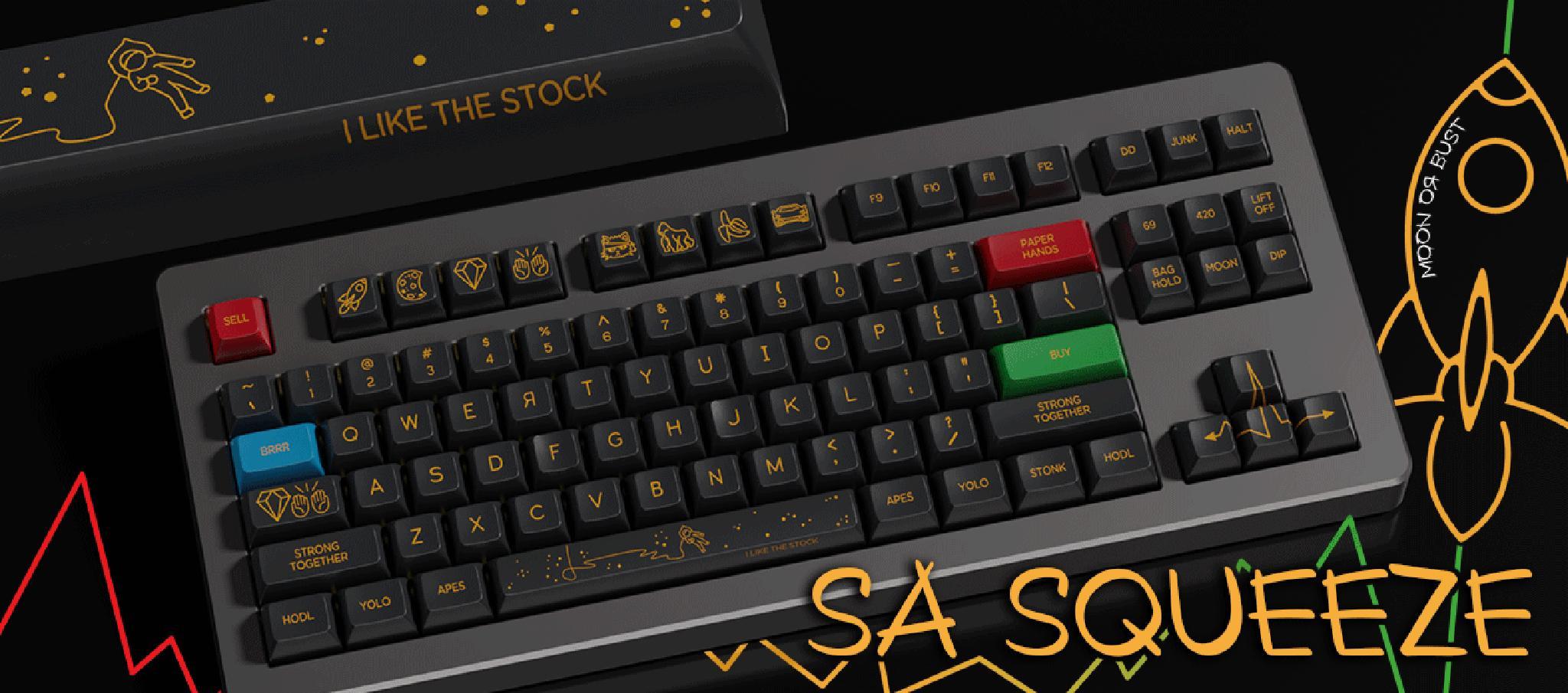 SA Squeeze ABS (IC) - Keycap interest check cover image featuring SA Squeeze, mechanical keyboards, keycap set, Ape font, wallstreetbets, group buy, keyboard customization