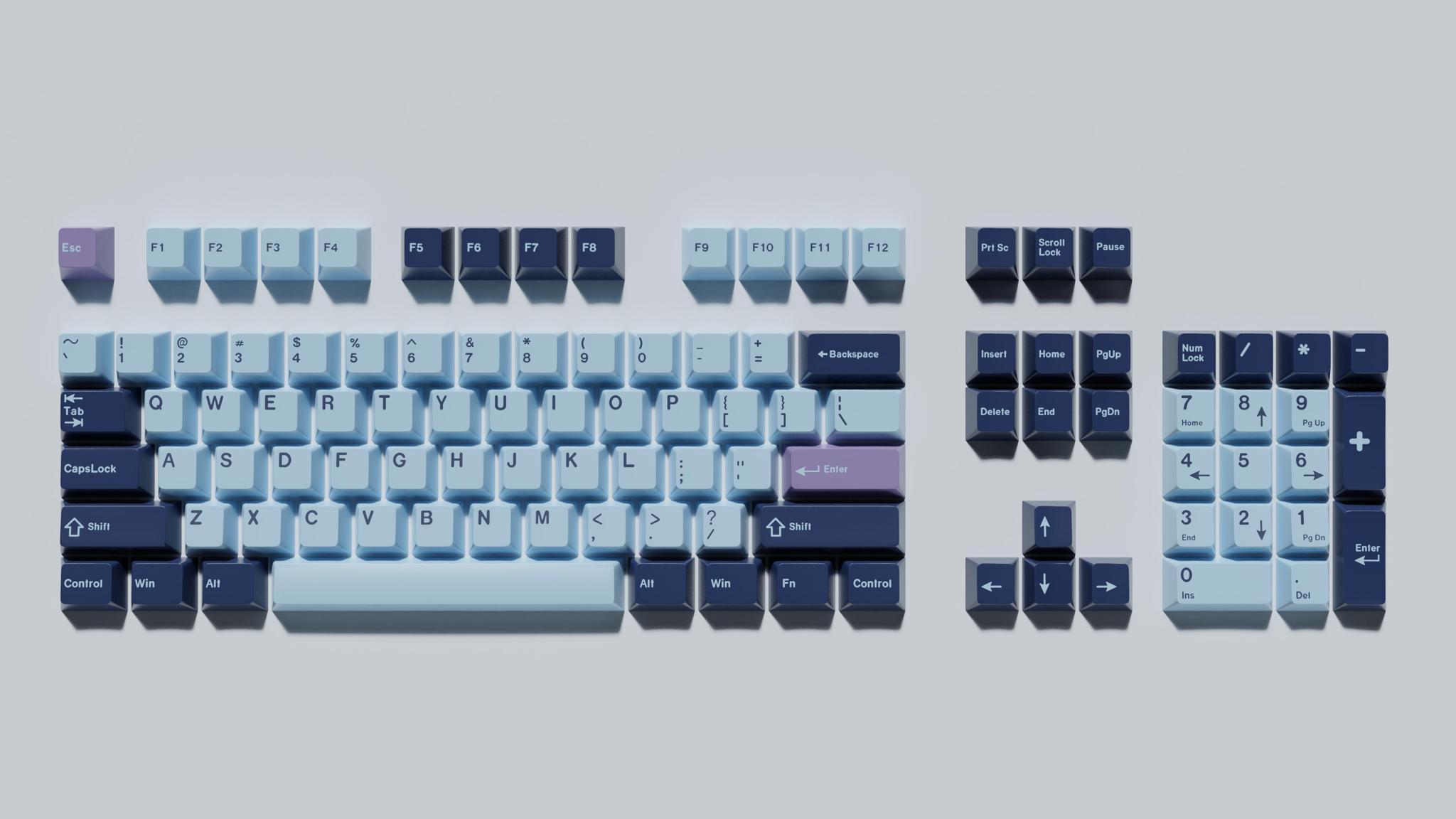 PBT Frostbite (IC) - Keycap interest check cover image featuring PBT, Frostbite, keycap set, SHZN, design, winter, novelties, desk mats, manufacturers