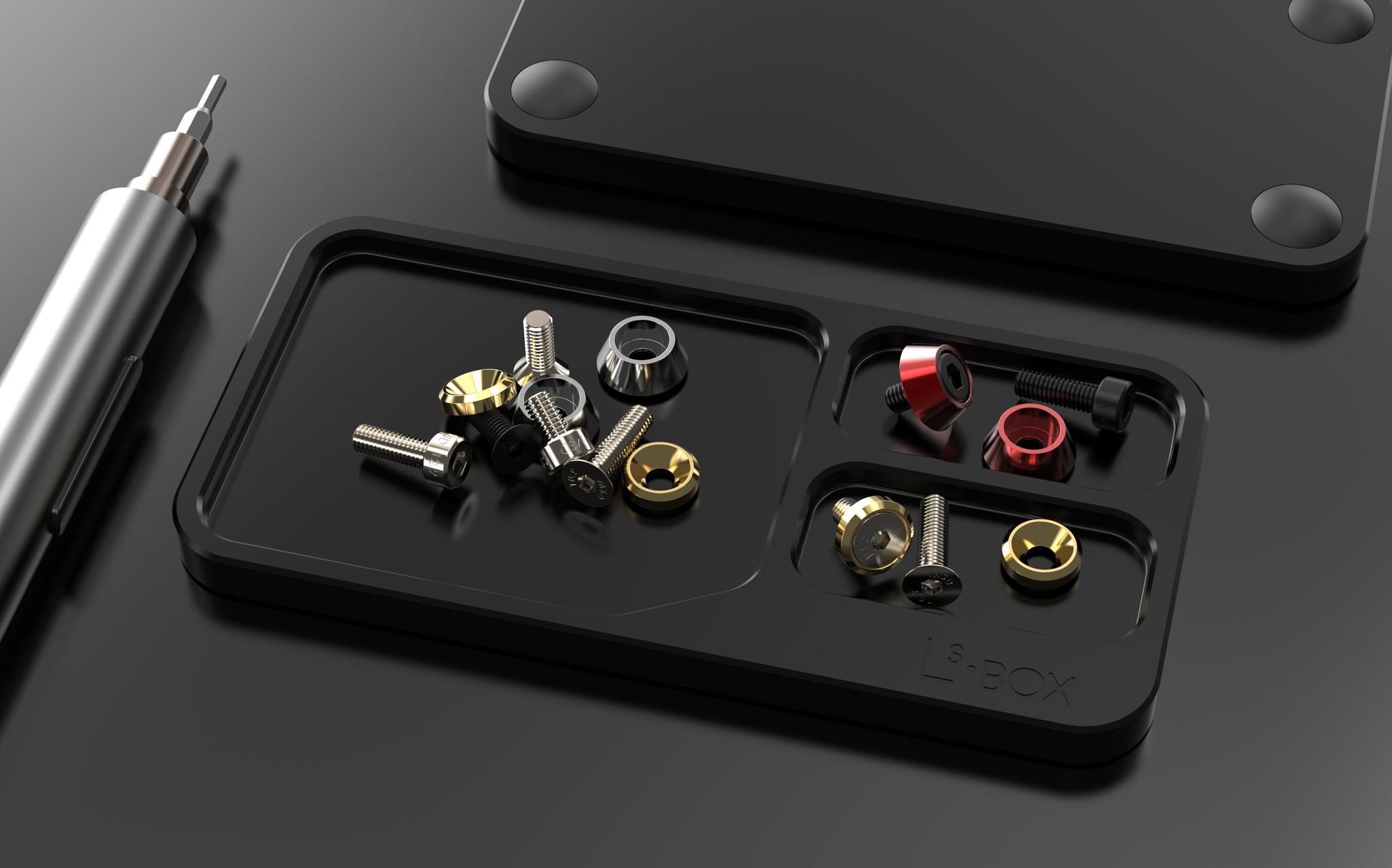 Lunch Tray (IC) - Others interest check cover image featuring Lunch Tray, metal screw tray, Alu6063, anodized, UV coating, black, grey, silver