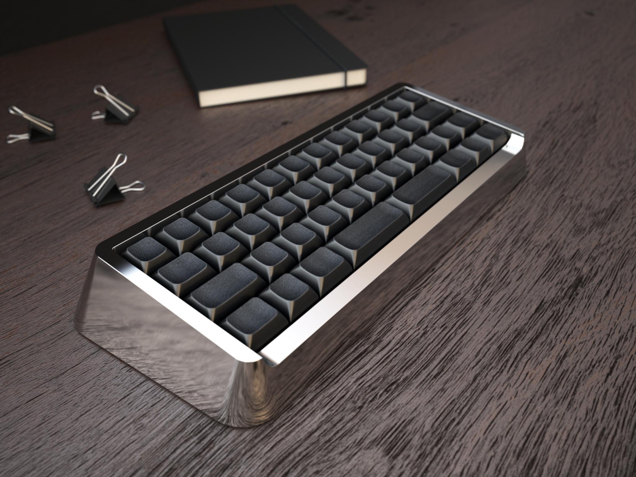 Ferrum (IC) - Keyboard interest check cover image featuring Ferrum, keyboard, stainless steel, mirror polished, CNC machining, neoprene dampener, industrial design, prototype, Latvia, Germany