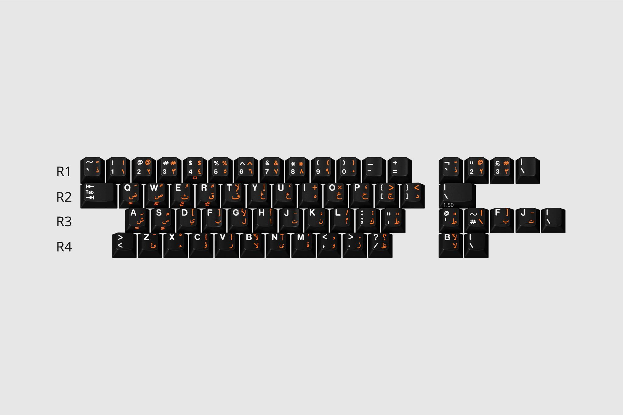 GMK WOB Arabic Addon Kit (IC) - Keycap interest check cover image featuring GMK WOB, Arabic Addon Kit, alpha kit, kitting, sublegends, keyboard, Qarmaa’s WOB Cyrillic, compatibility, Drop, ergonomic layout