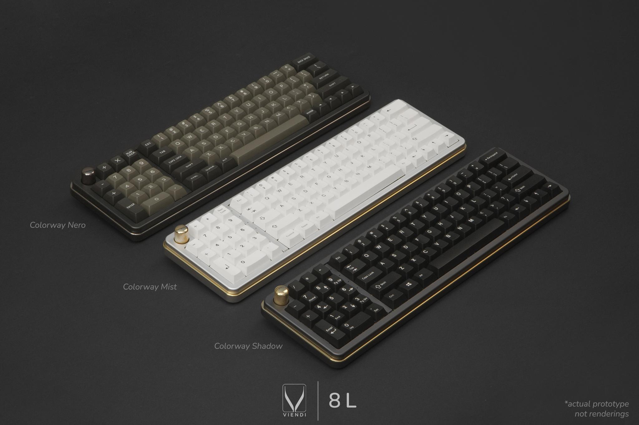 Viendi 8L - Keyboard group buy cover image featuring Viendi 8L, mechanical keyboard, left numpad, group buy, Mechkey.store, keyboard enthusiasts, aluminum case, brass plate, keyboard accessories