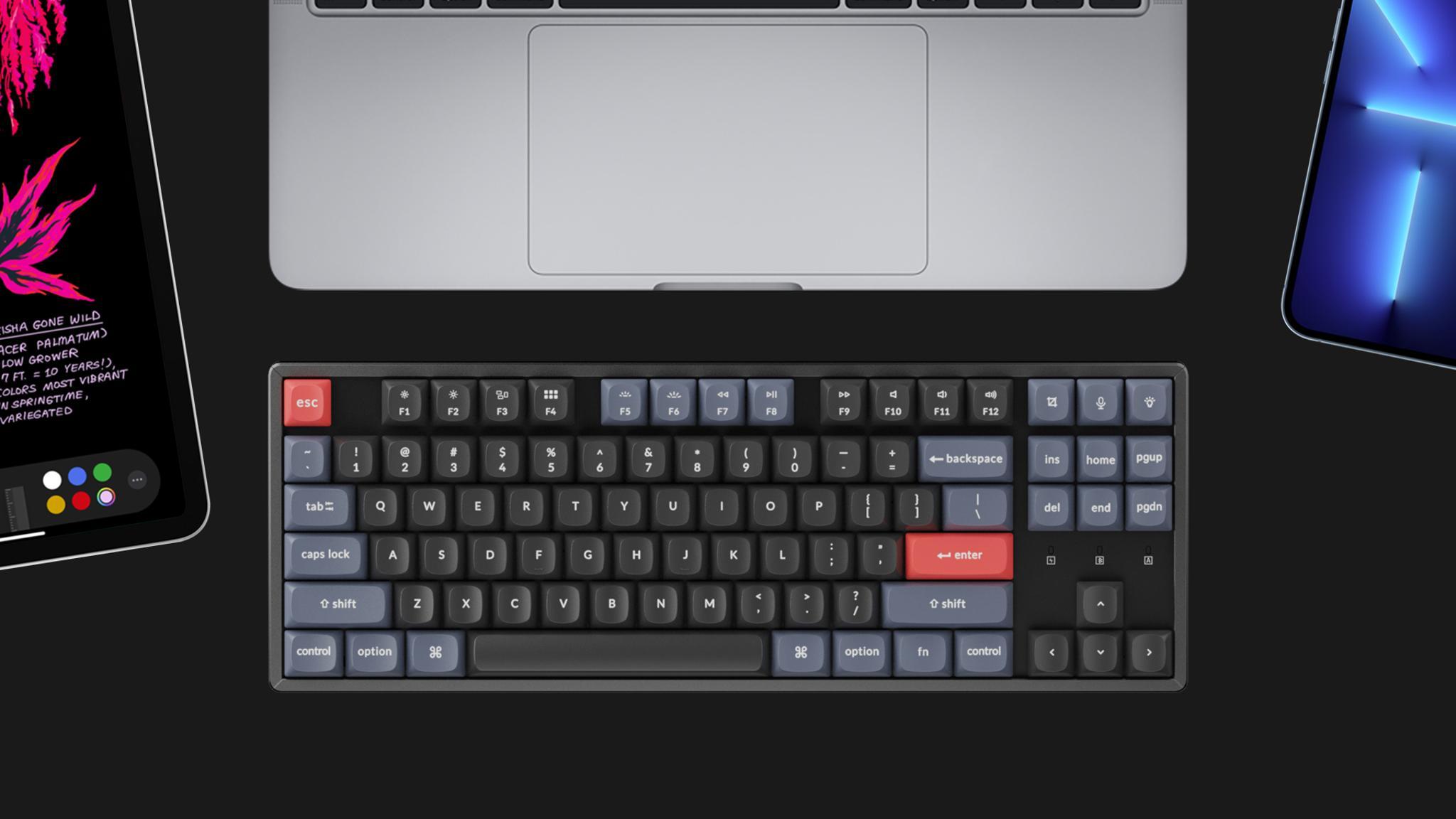 Keychron K8 Pro (IC) - Keyboard interest check cover image featuring Keychron, K8 Pro, wireless, wired, TKL, QMK, VIA, mechanical keyboard, Bluetooth, hotswap PCB, sound absorbing, LEDs