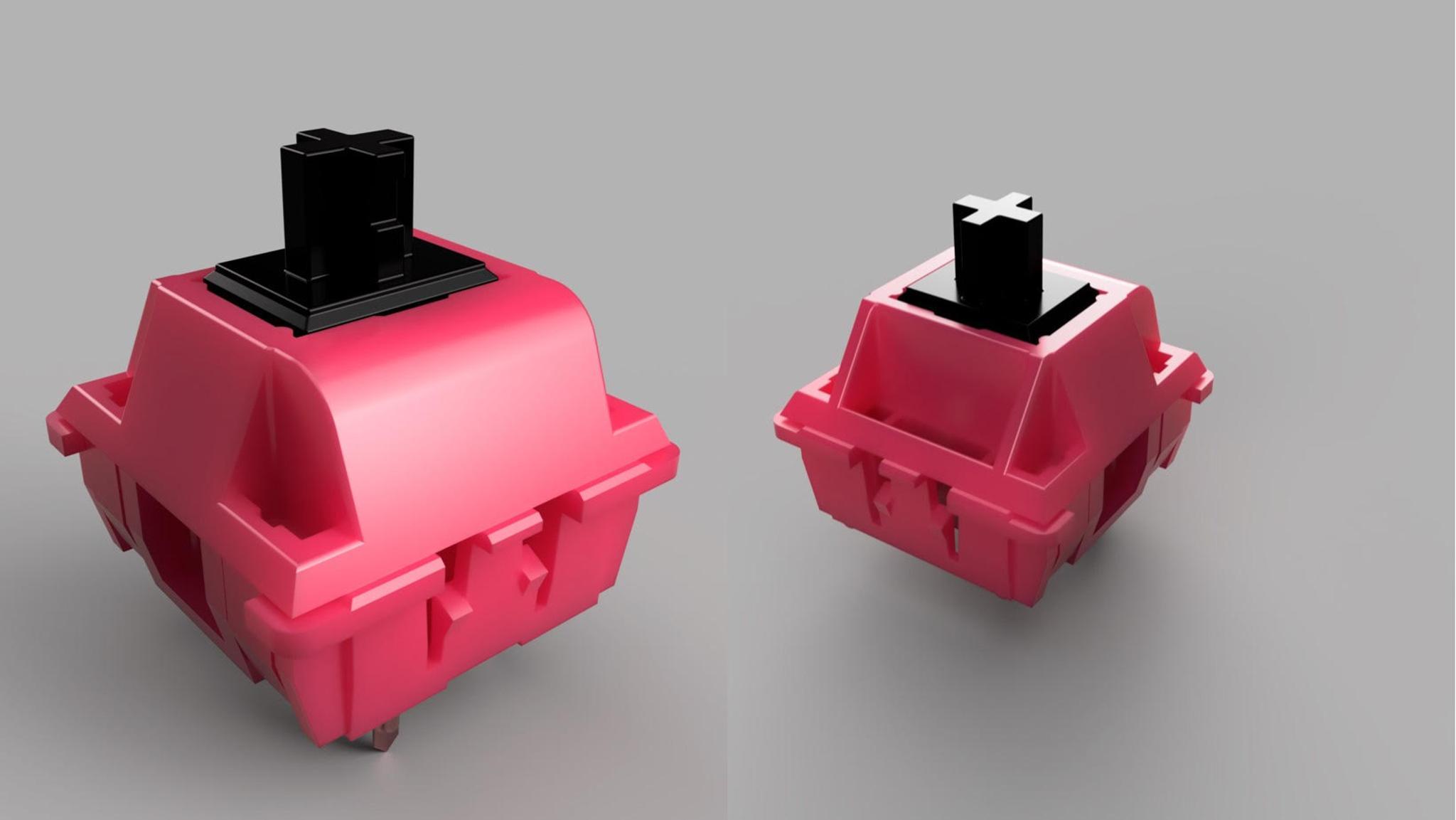 Red Jacket Linear Switch (IC) - Switch interest check cover image featuring Red Jacket Linear Switch, Squid Games theme, Aflion manufacturer, KNC Keys LLC, factory lubing, linear switch, nylon housing, double-stage spring