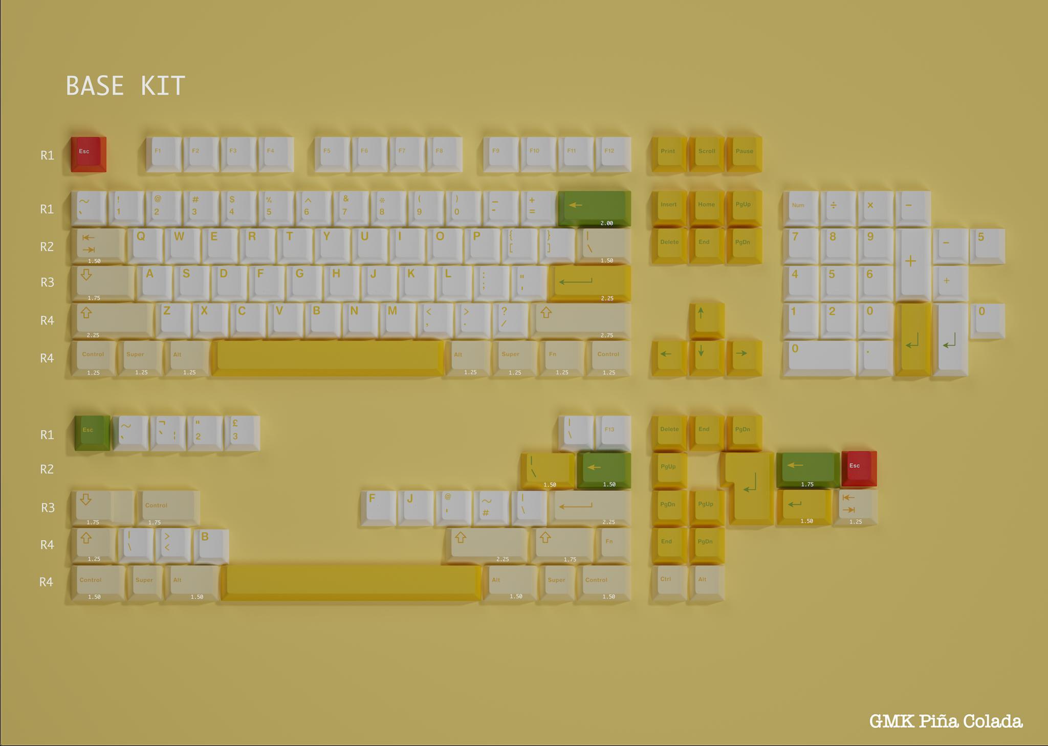 GMK Piña Colada (IC) - Keycap interest check cover image featuring GMK Piña Colada, keycap set, cocktail-inspired, fruity, color scheme, interest check