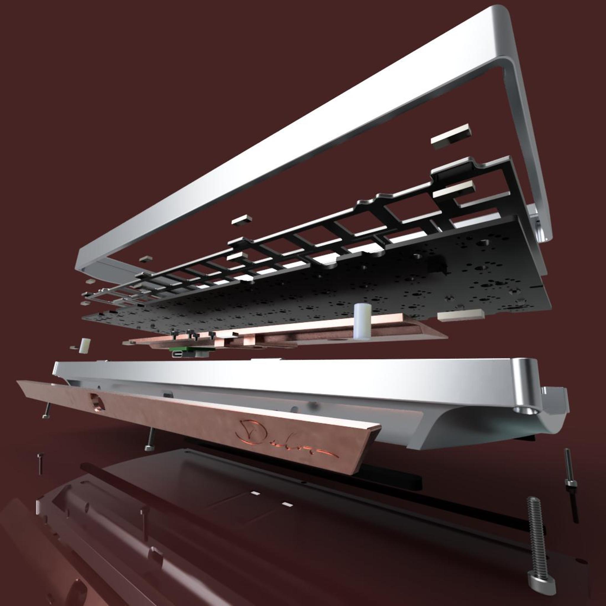 Delos 60% (IC) - Keyboard interest check cover image featuring Delos keyboard, MagLev mount, 60% layout, Anodized Aluminum, magnetic levitation, keyboard design, custom keyboard
