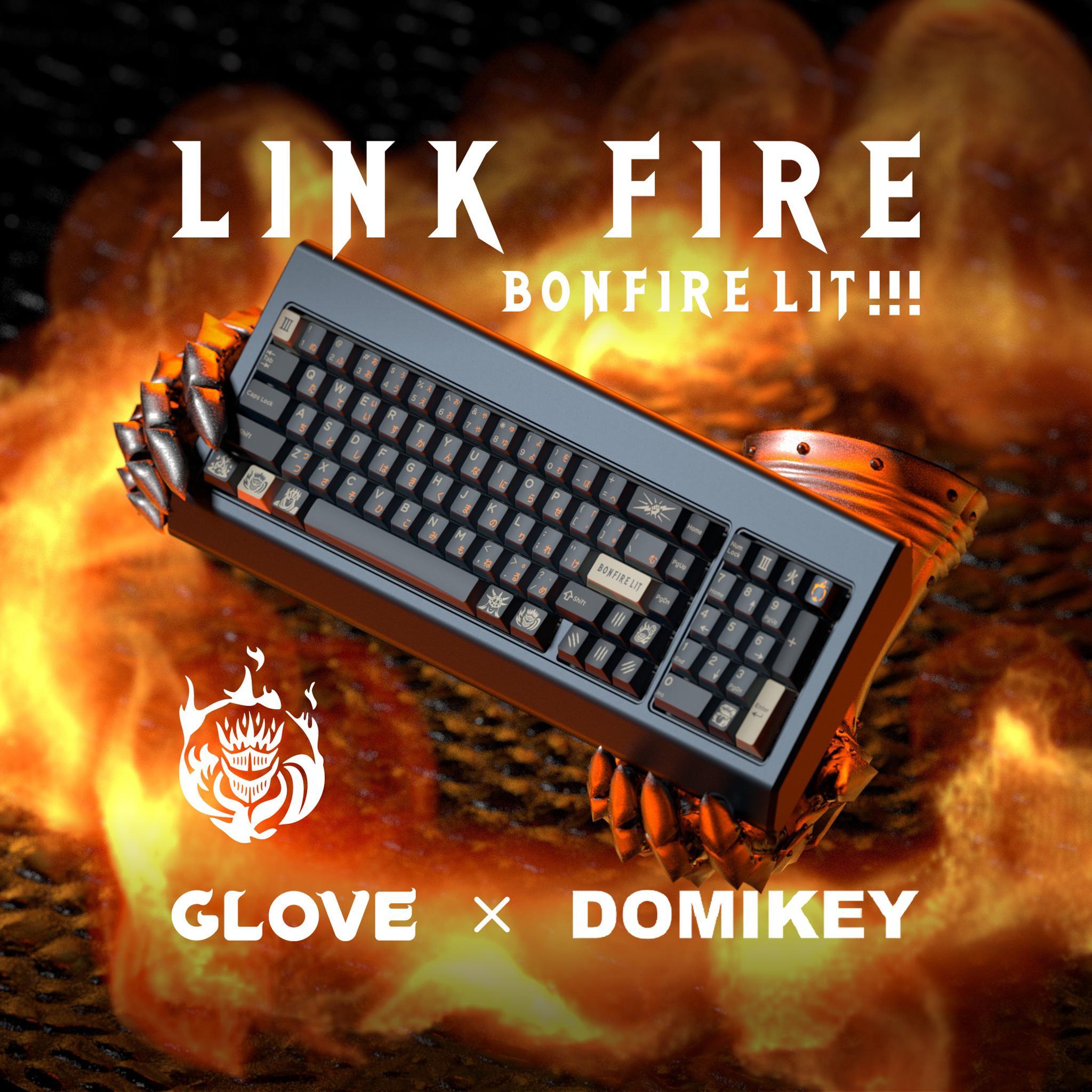 DOMIKEY X GLOVE LINK FIER Keycaps (IC) - Keycap interest check cover image featuring DOMIKEY, GLOVE LINK FIER, keycaps, design concept, fire theme, Domikey, ABS plastic, Cherry Profile, novelty design, group buy