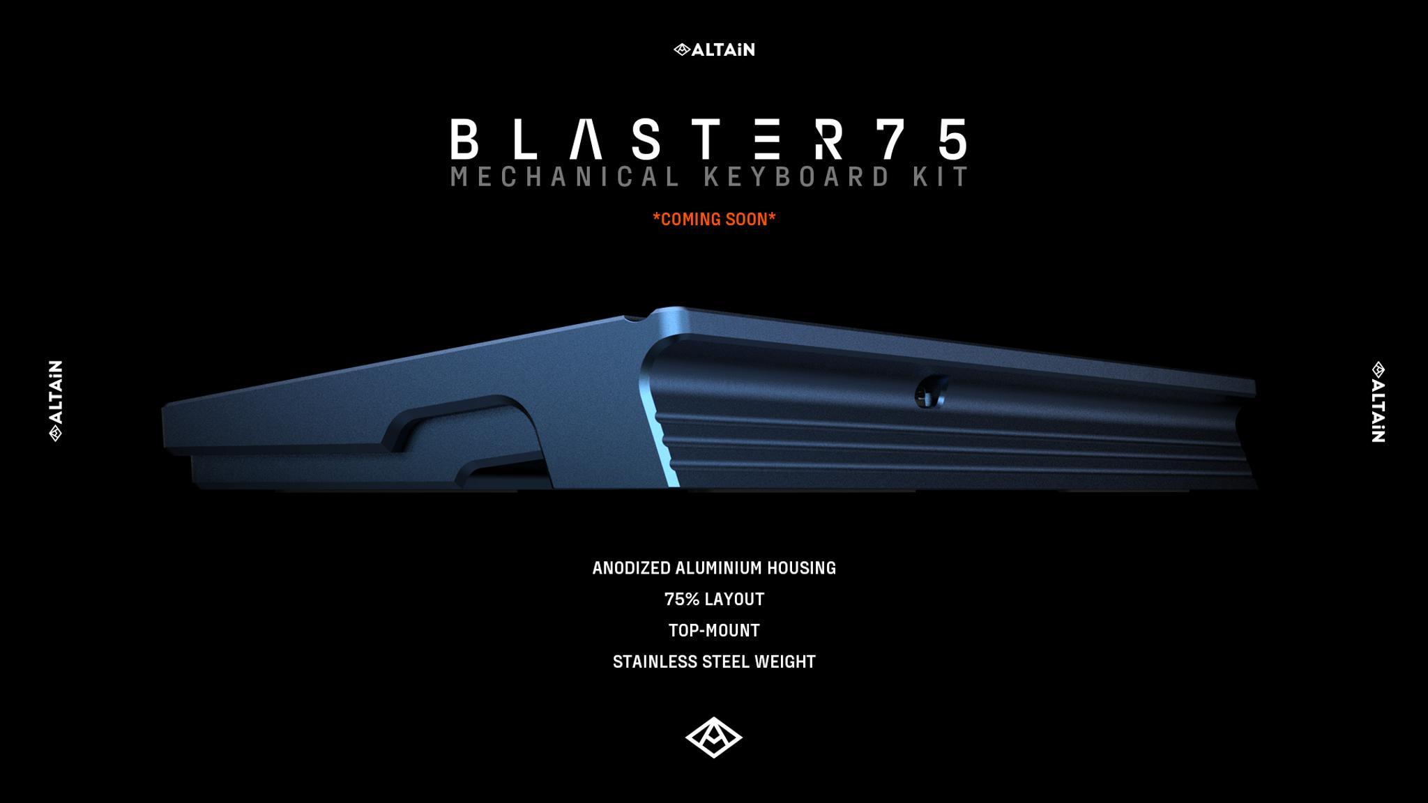 BLASTER75 by ALTAiN (IC) - Keyboard interest check cover image featuring BLASTER75, ALTAiN, top-mount, pen holder board, anodizing issues, matte finish, custom mechanical keyboard, 75 percent layout, anod manufacturer, South Korea sales