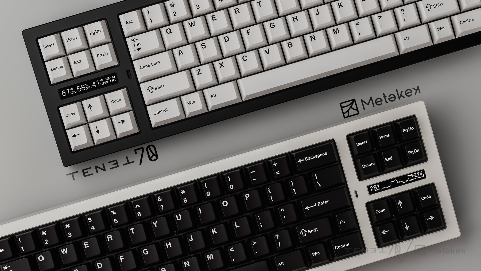 TENET 70% Keyboard Kit (IC) - Keyboard interest check cover image featuring TENET keyboard, 70% keyboard kit, OLED screen, Metakey, group buy, customizable keyboard, transformable layout, aluminum case, gasket mount, HEXCORE software