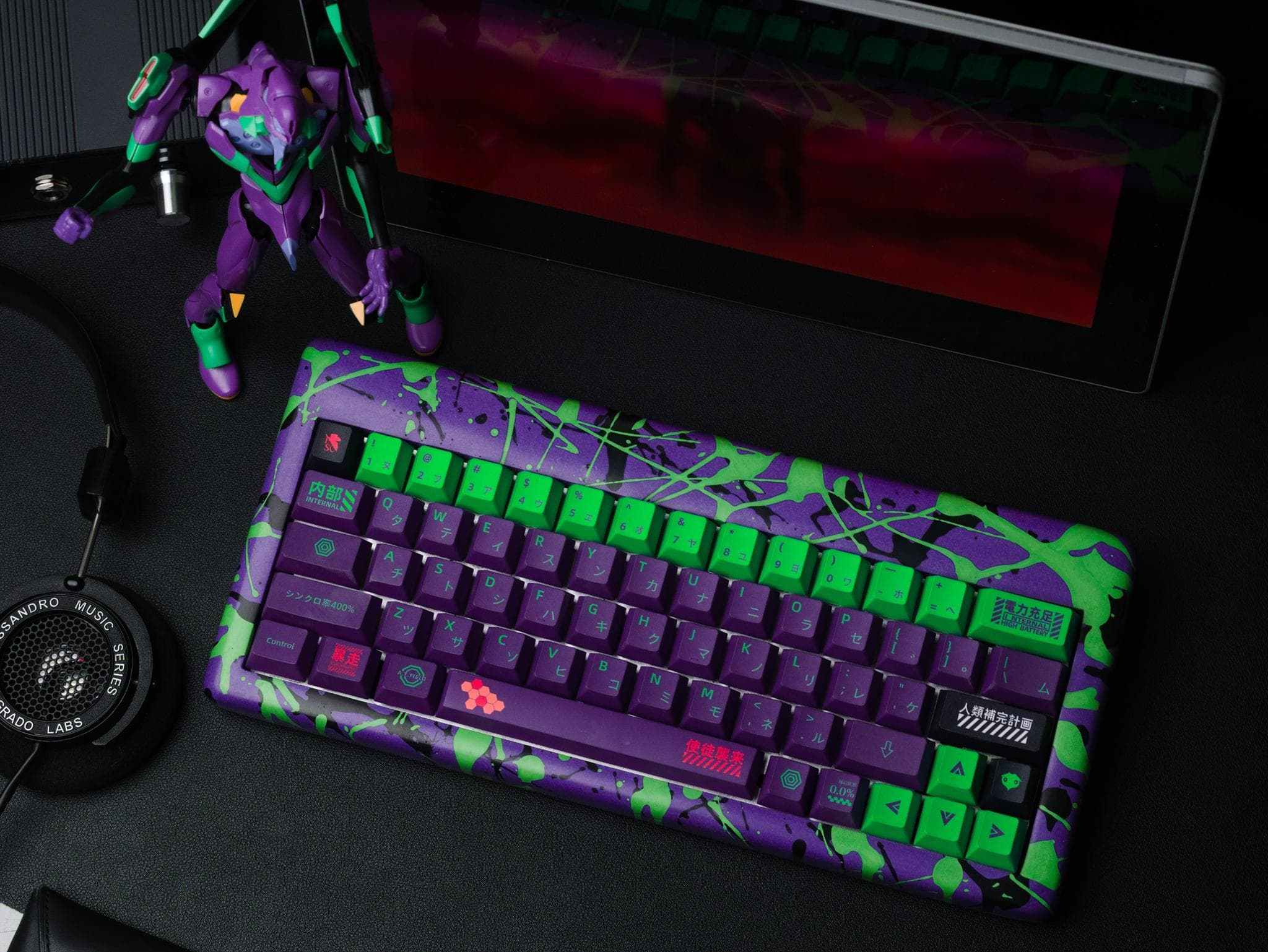 Evangelion Inspired Paint Splatter Stone Keyboard Case - Gallery image 1 showing project details