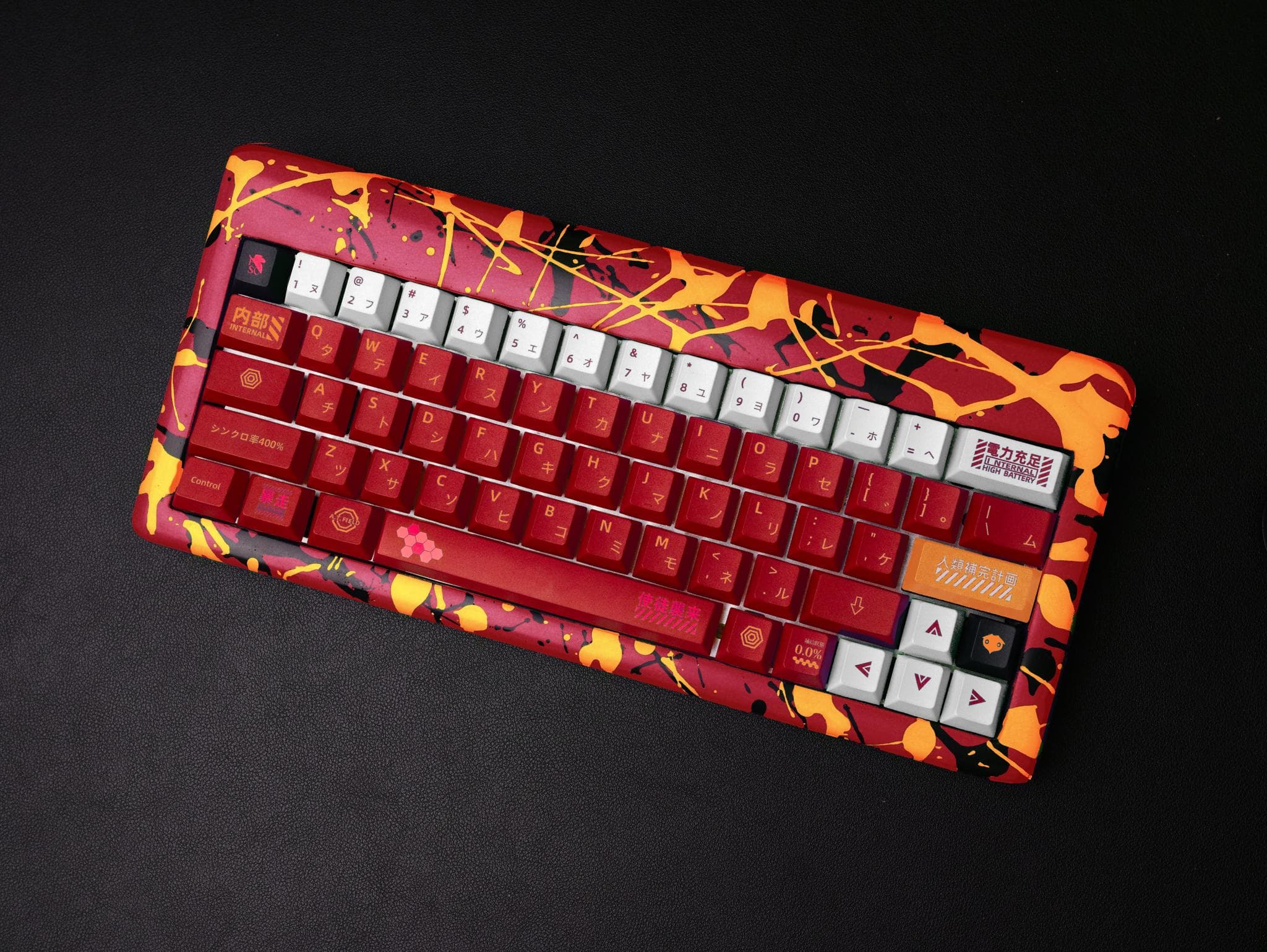 Evangelion Inspired Paint Splatter Stone Keyboard Case - Gallery image 3 showing project details
