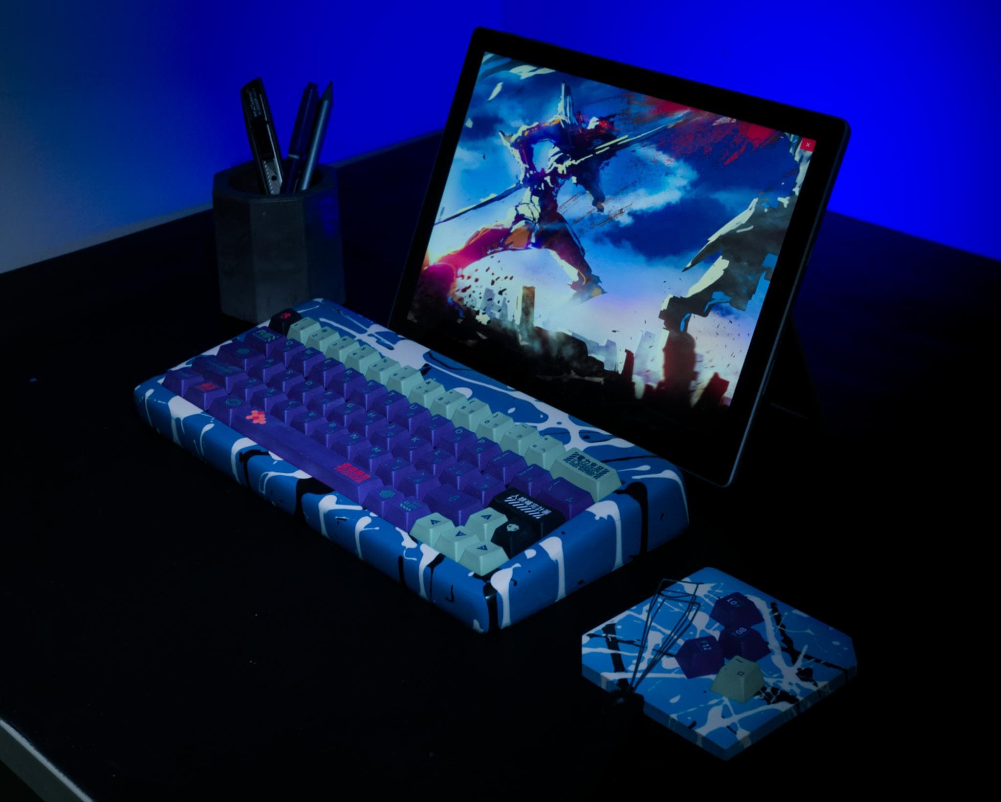 Evangelion Inspired Paint Splatter Stone Keyboard Case - Gallery image 6 showing project details