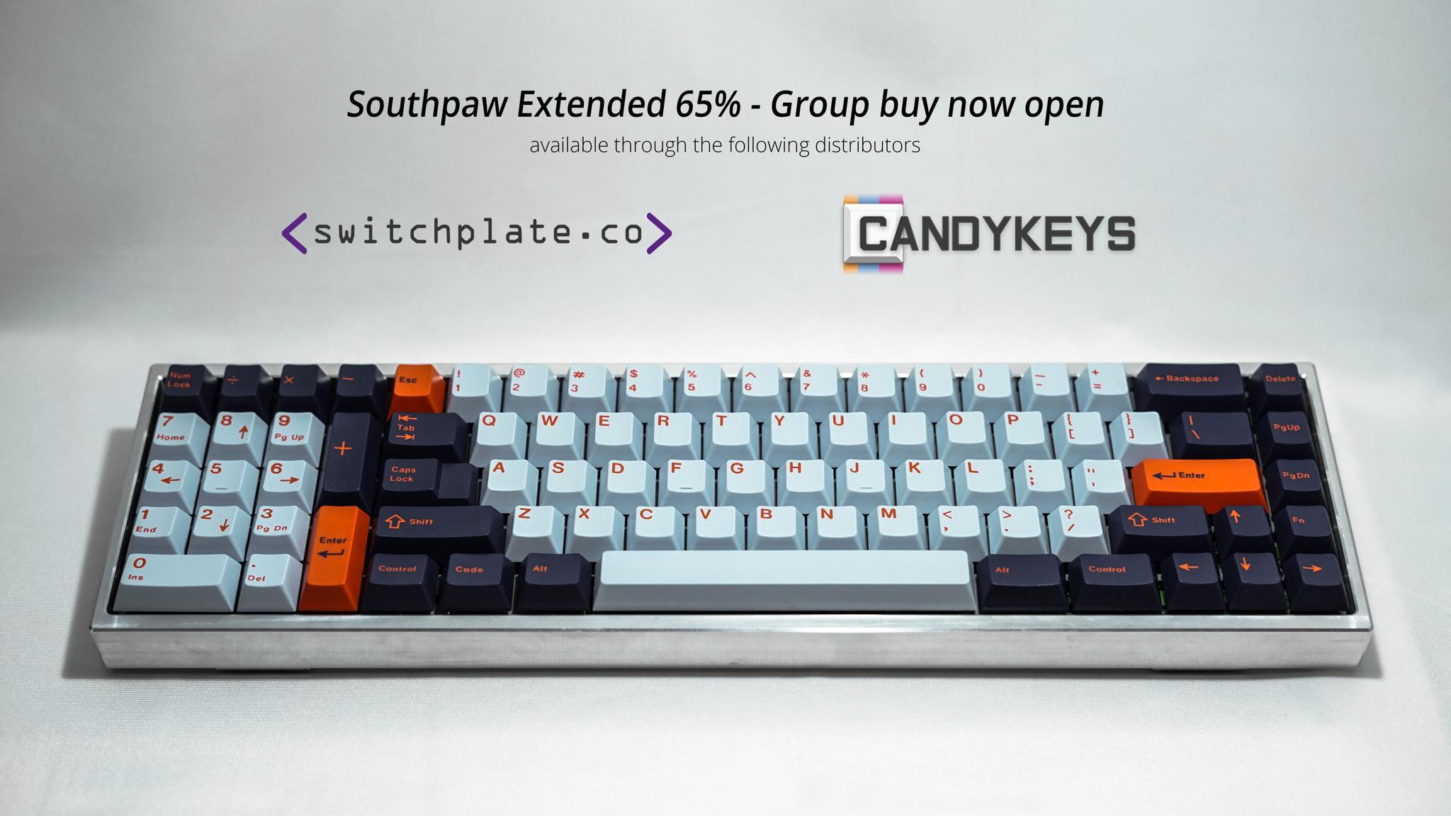 Southpaw Extended 65% (GB) - Uncategorized group buy cover image featuring custom keycaps and keyboard design